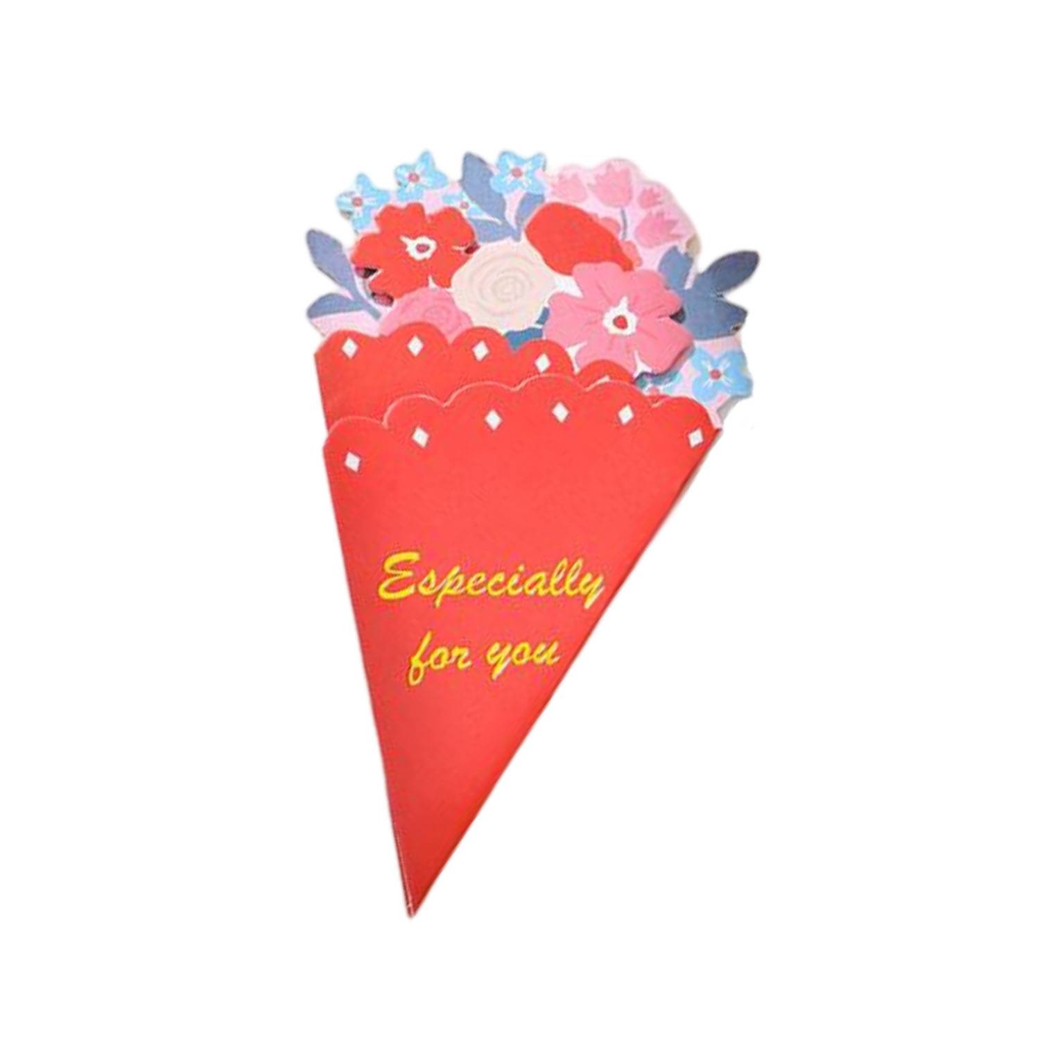 3D Paper Flower Bouquet Pop Up Greeting Card 1