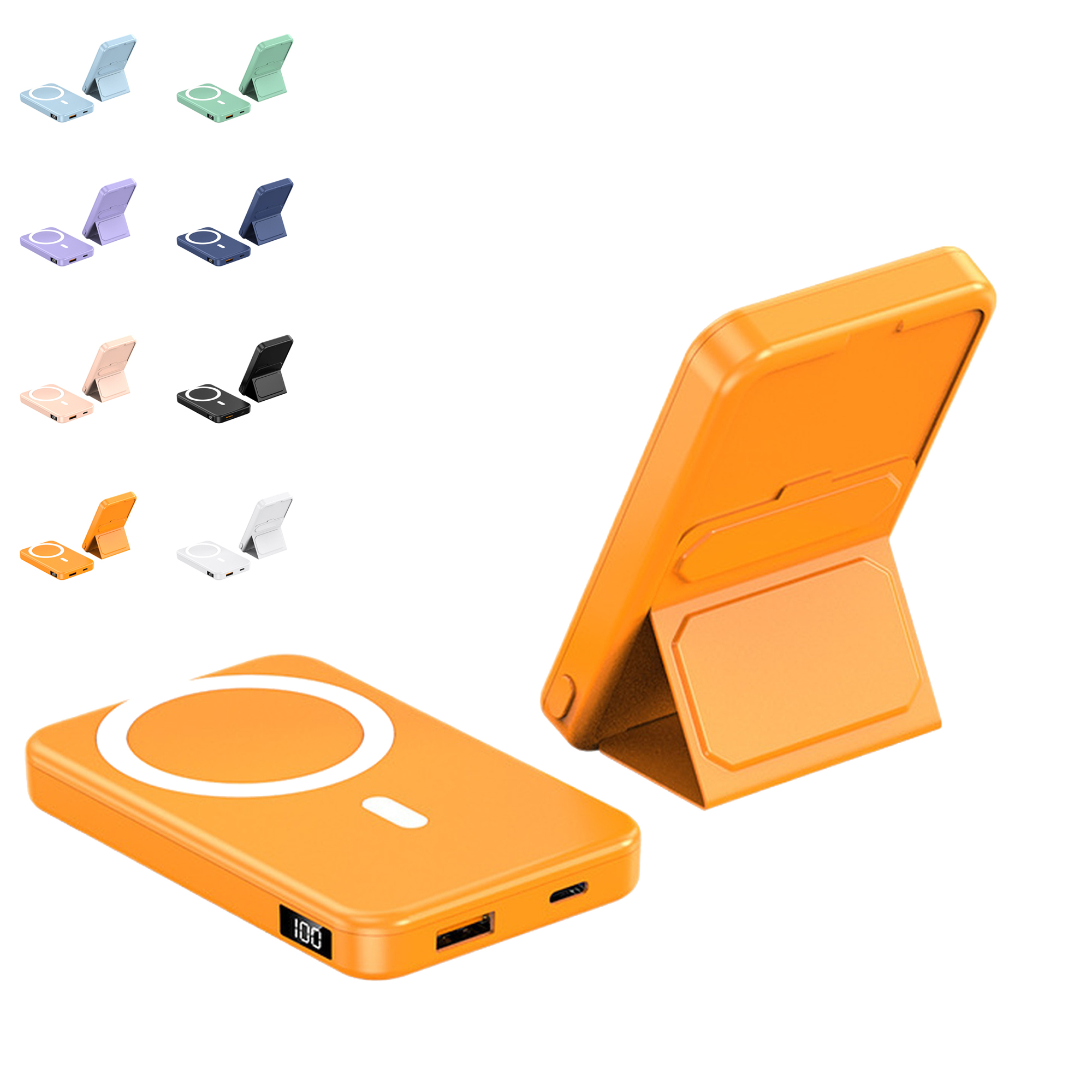 10000mAh Magnetic Wireless Power Bank with Foldable Stand for Phone Charging 8