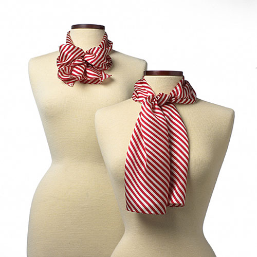 Red Saville Stripe Polyester Scarf - 8"x45" 2