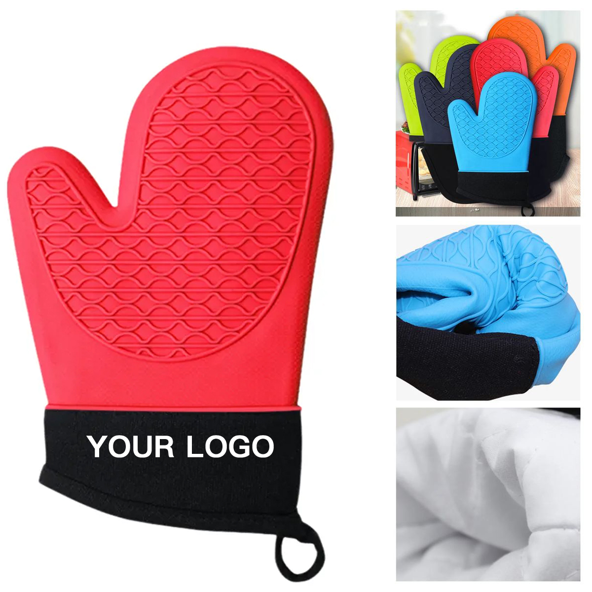 Heat Resistant Silicone Oven Mitts With Cotton Lining 6