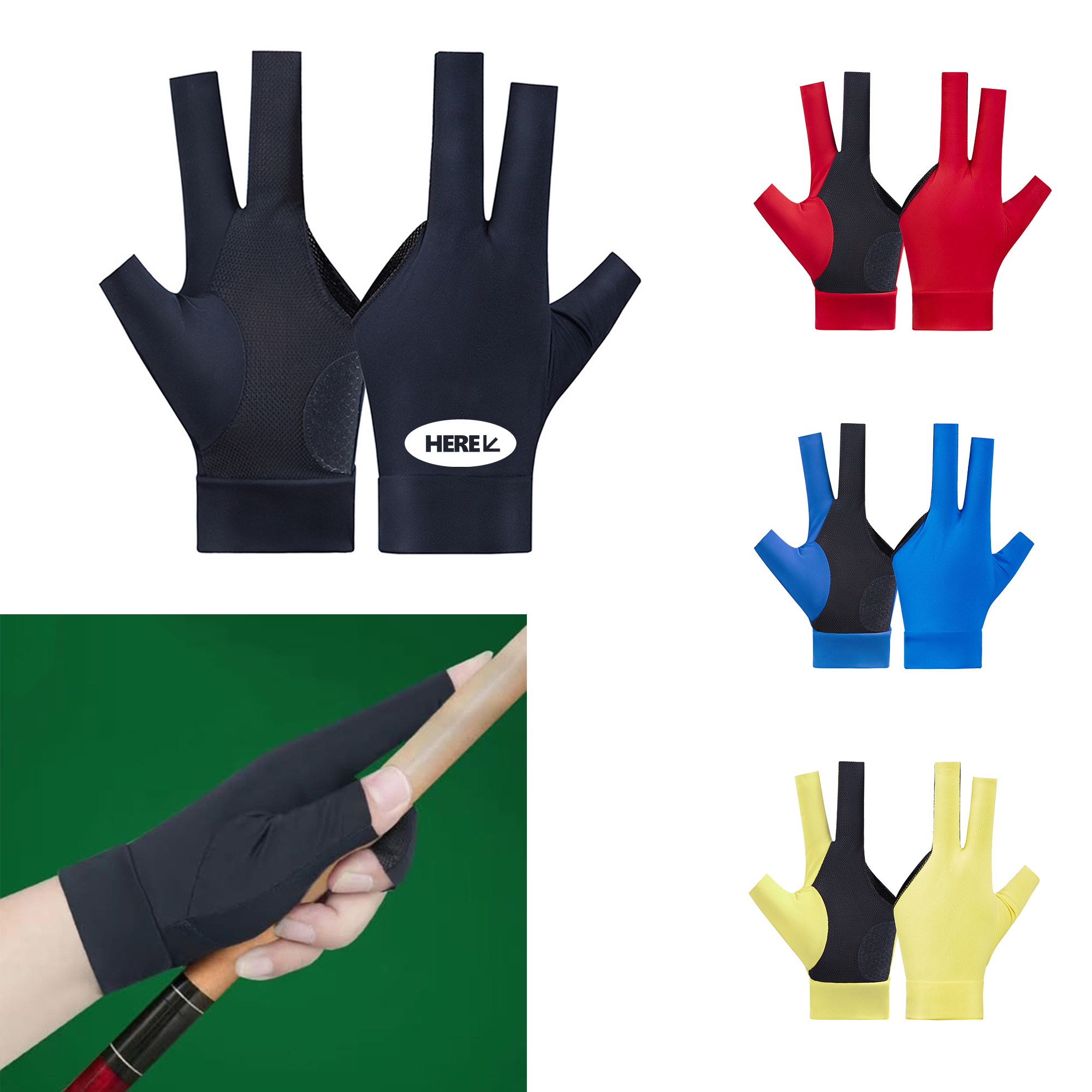 Three-Finger Billiard Glove with Anti-Slip Silicone Palm 2