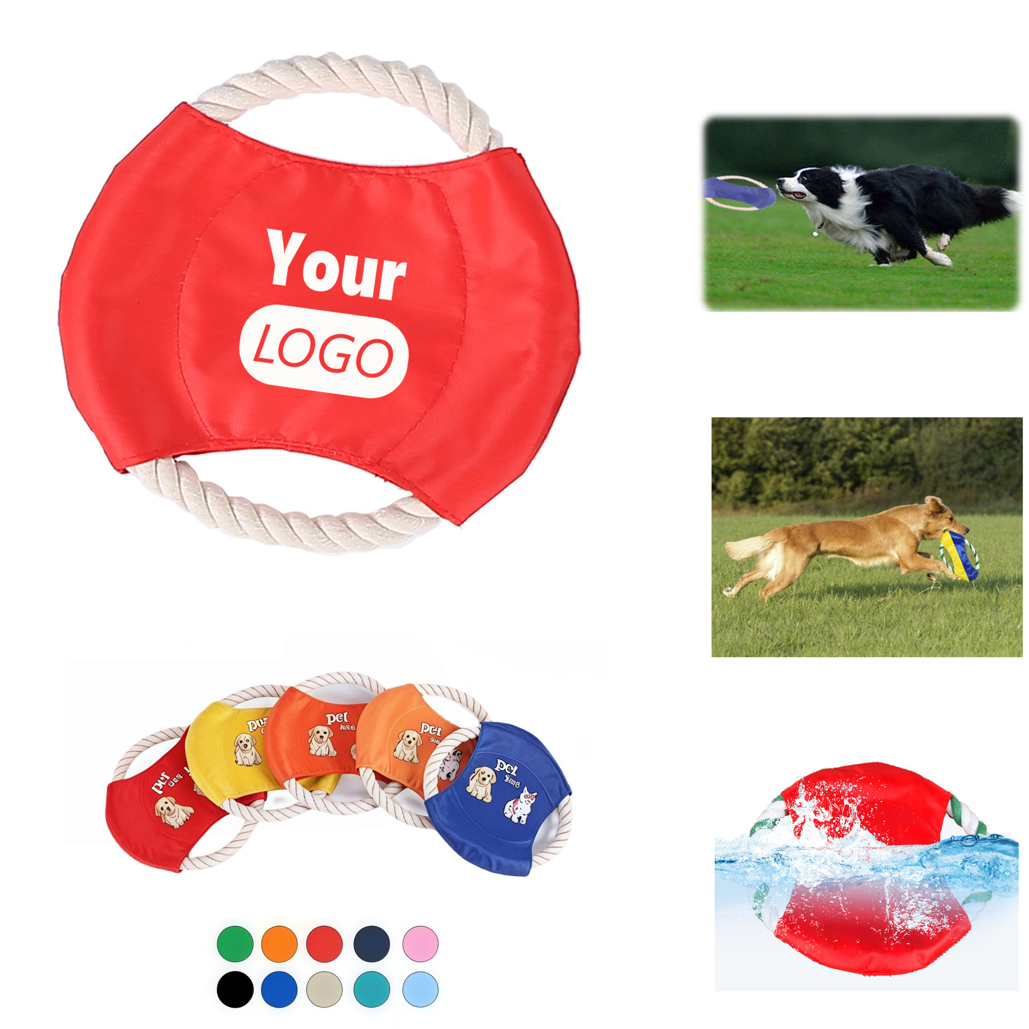 MOQ 50 Flying Disc Pet Dog Rope Toys Training Chew 3