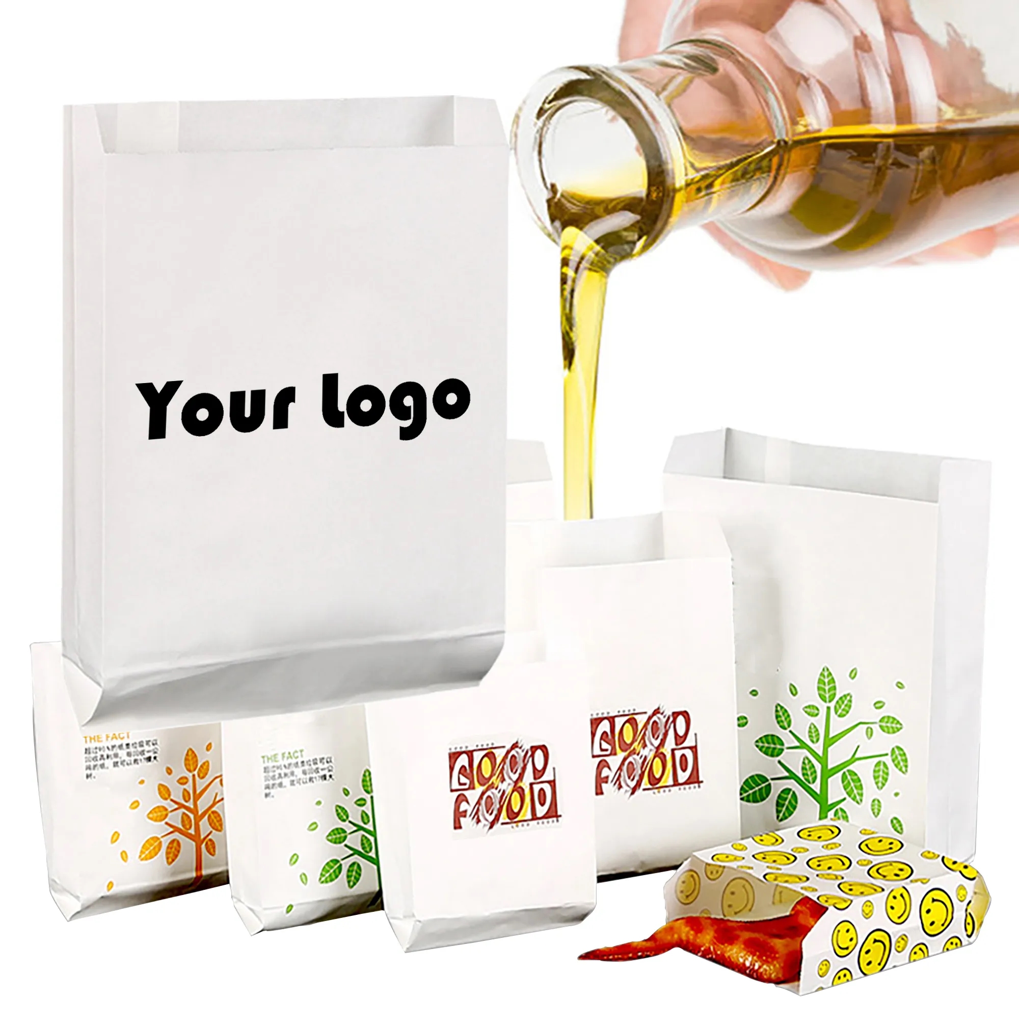 Food Oil proof Wet Wax Paper Bags 2