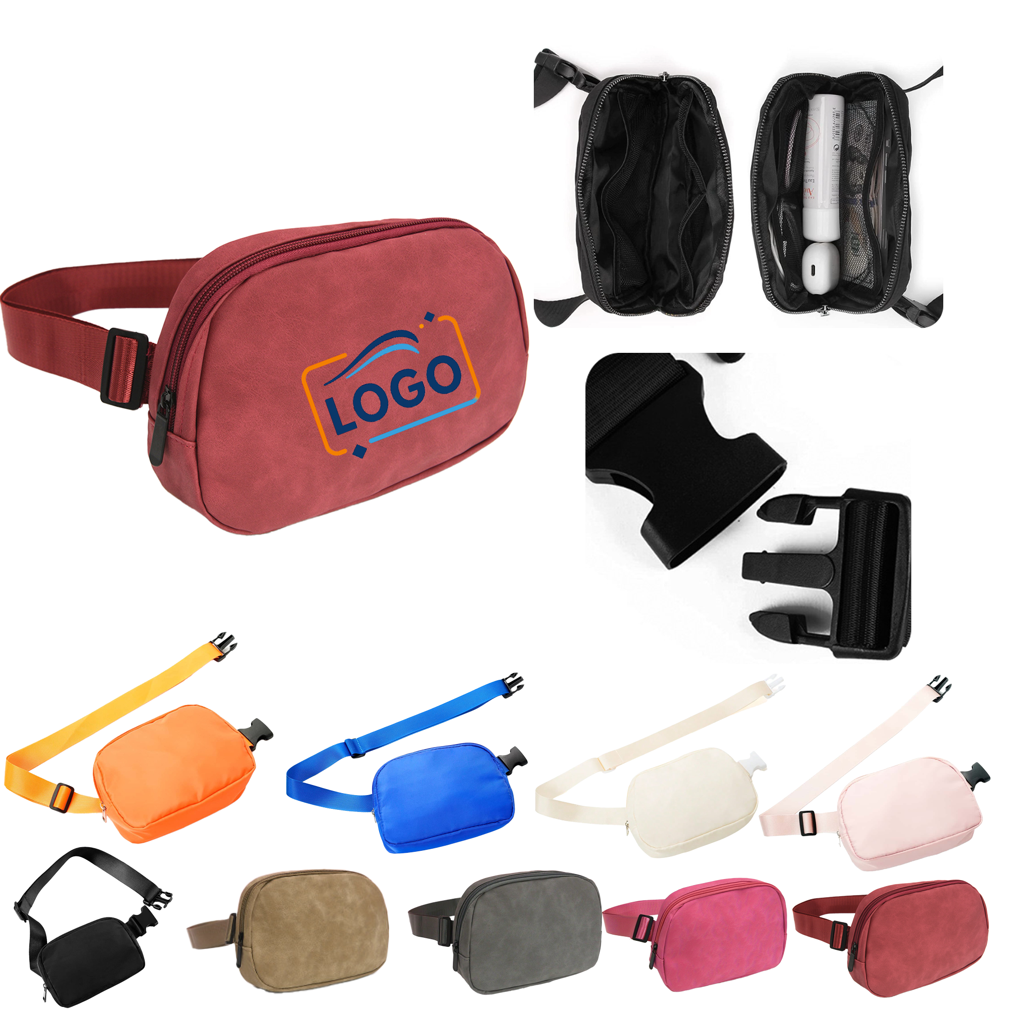 Lightweight Sling Belt Bag with Zipper and Inner Pocket 1