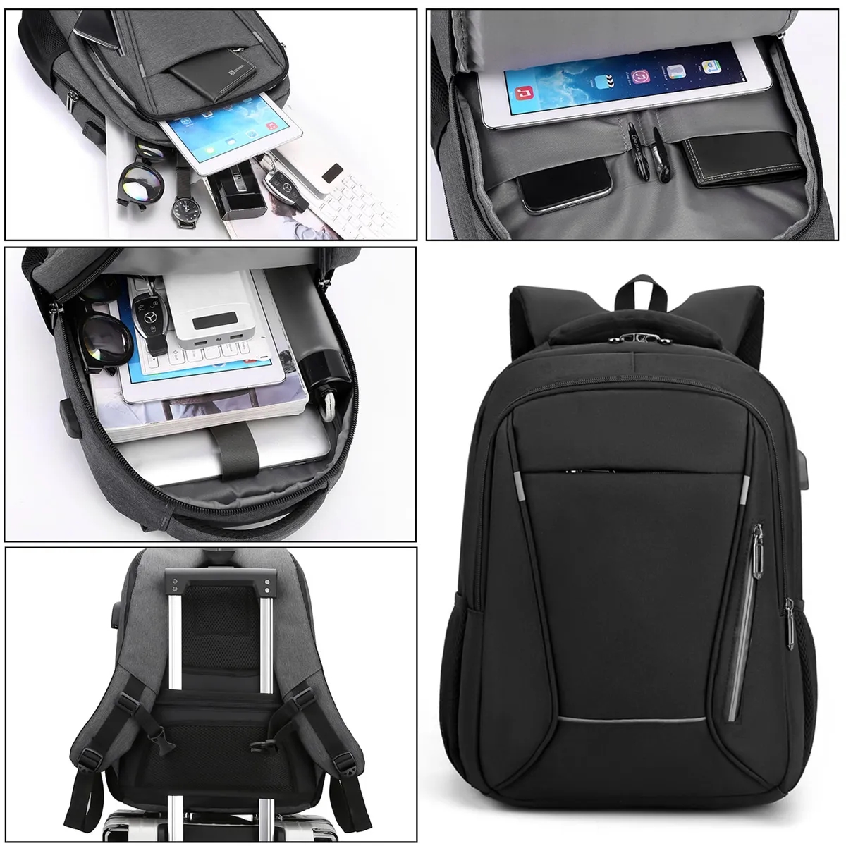 Business Anti Theft Laptops Backpack withUSB Charging Port 3