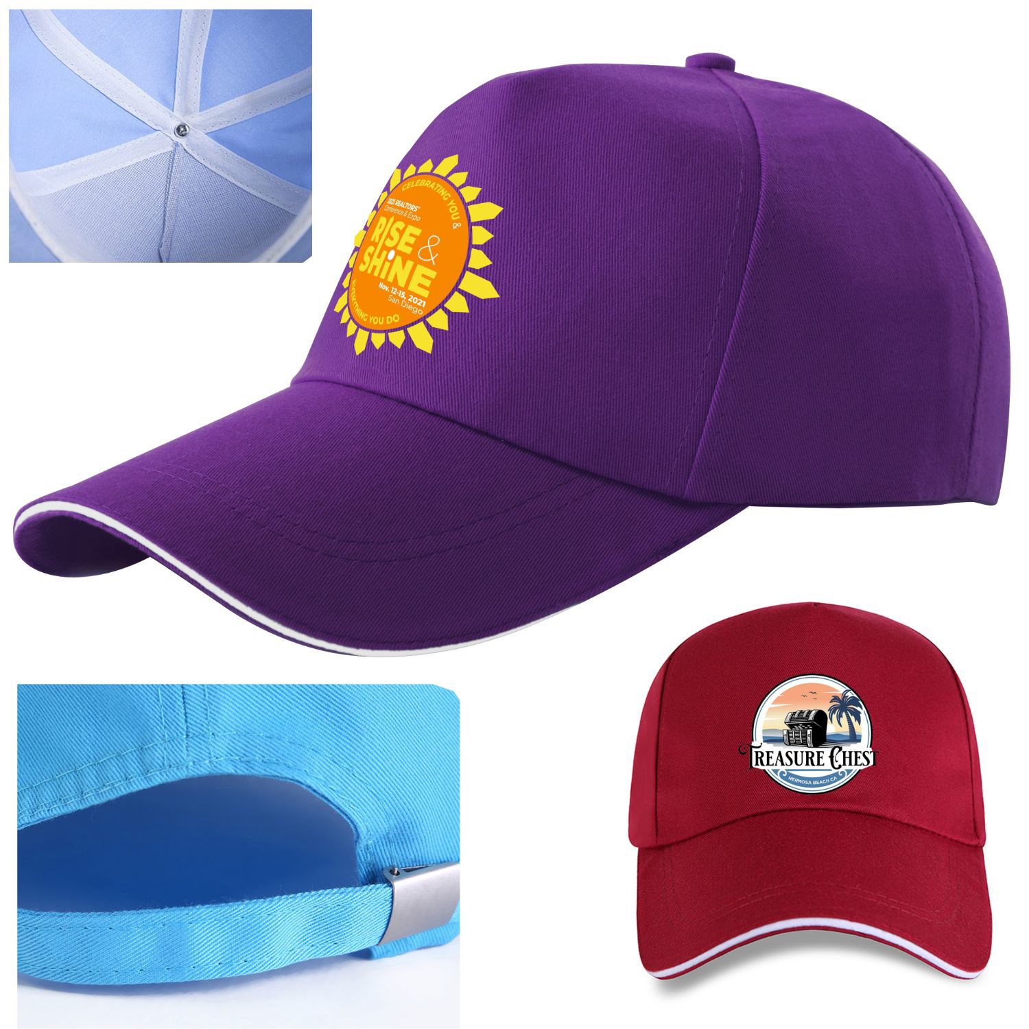 Structured 5-Panel Sandwich Bill Cap w/ Metal Tuck in Buckle 2