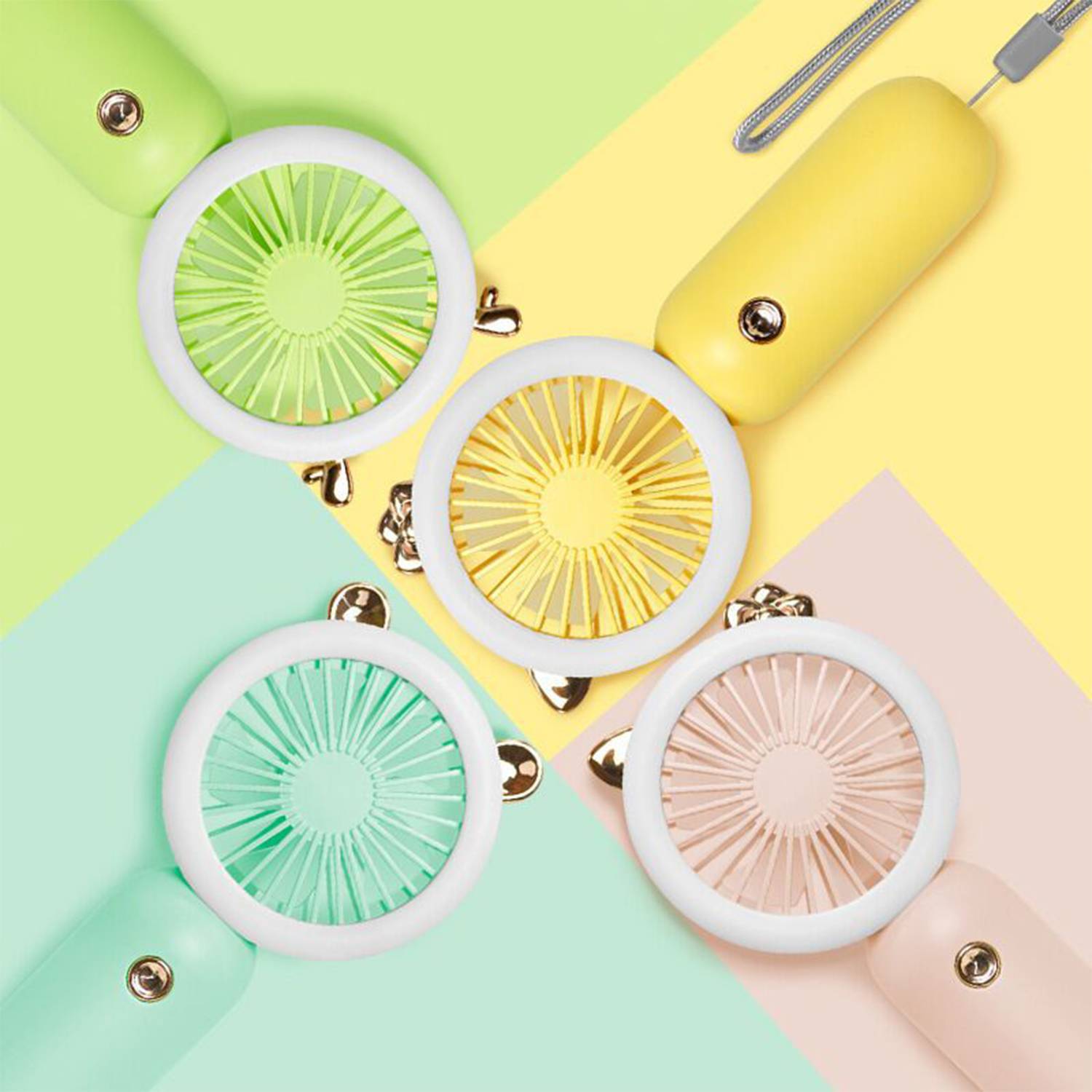Portable USB Rechargeable Handheld Fan W/ LED Light 6