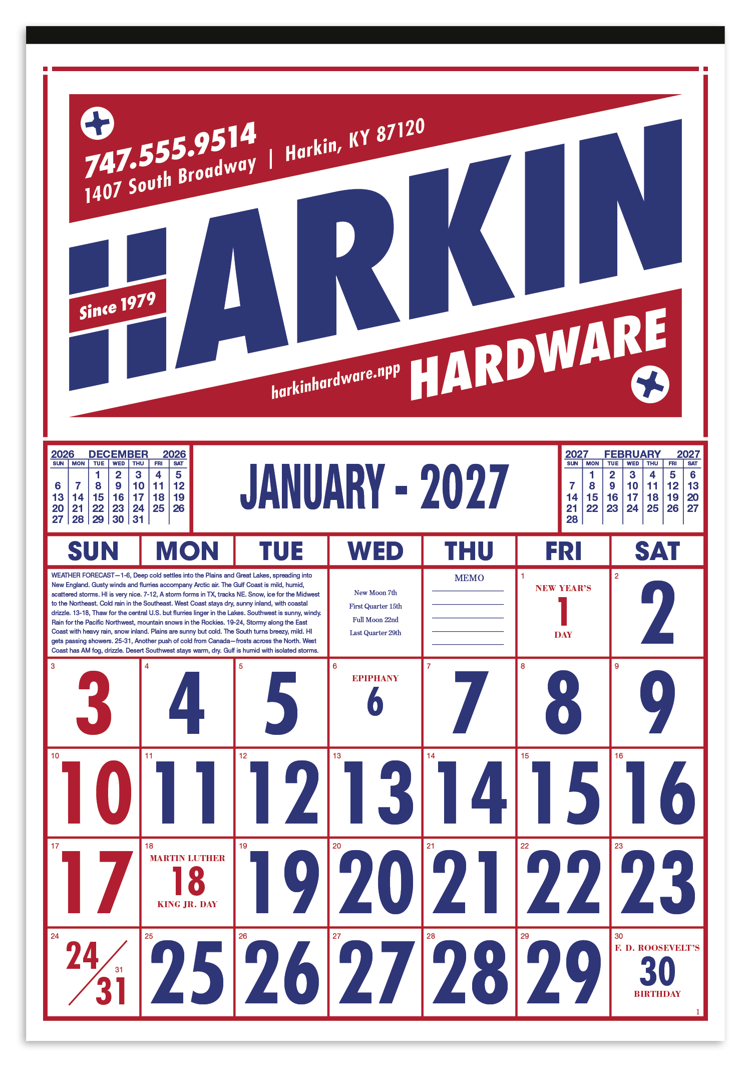 Skinner & Kennedy® Commercial 12-Sheet Calendar 19