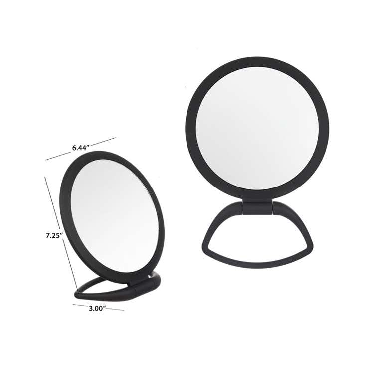 Flat Front Rounded Mirrors with Stand - Black 2