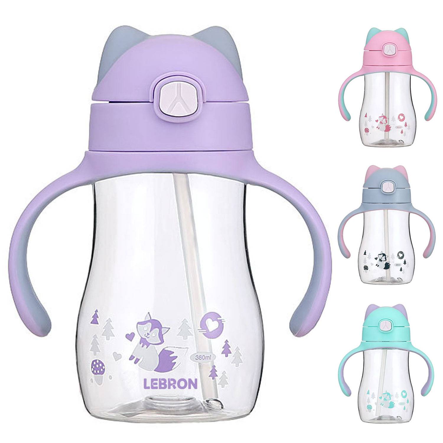 13oz Portable Leak-Proof Safe Toddler Silicone Straw Cup 10