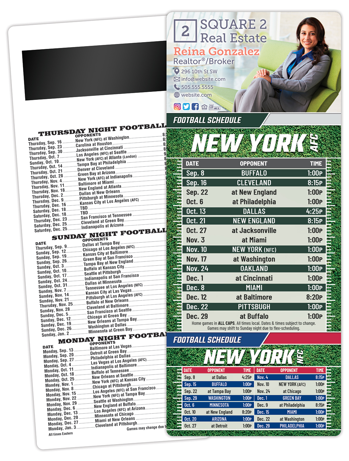 Football Schedule Laminated Card/Postcard with Magnet Strip 3.5x8.5 - 14 pt. 1