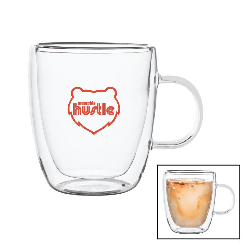 14 oz. Double Walled Latte Glass Mug w/ Handle