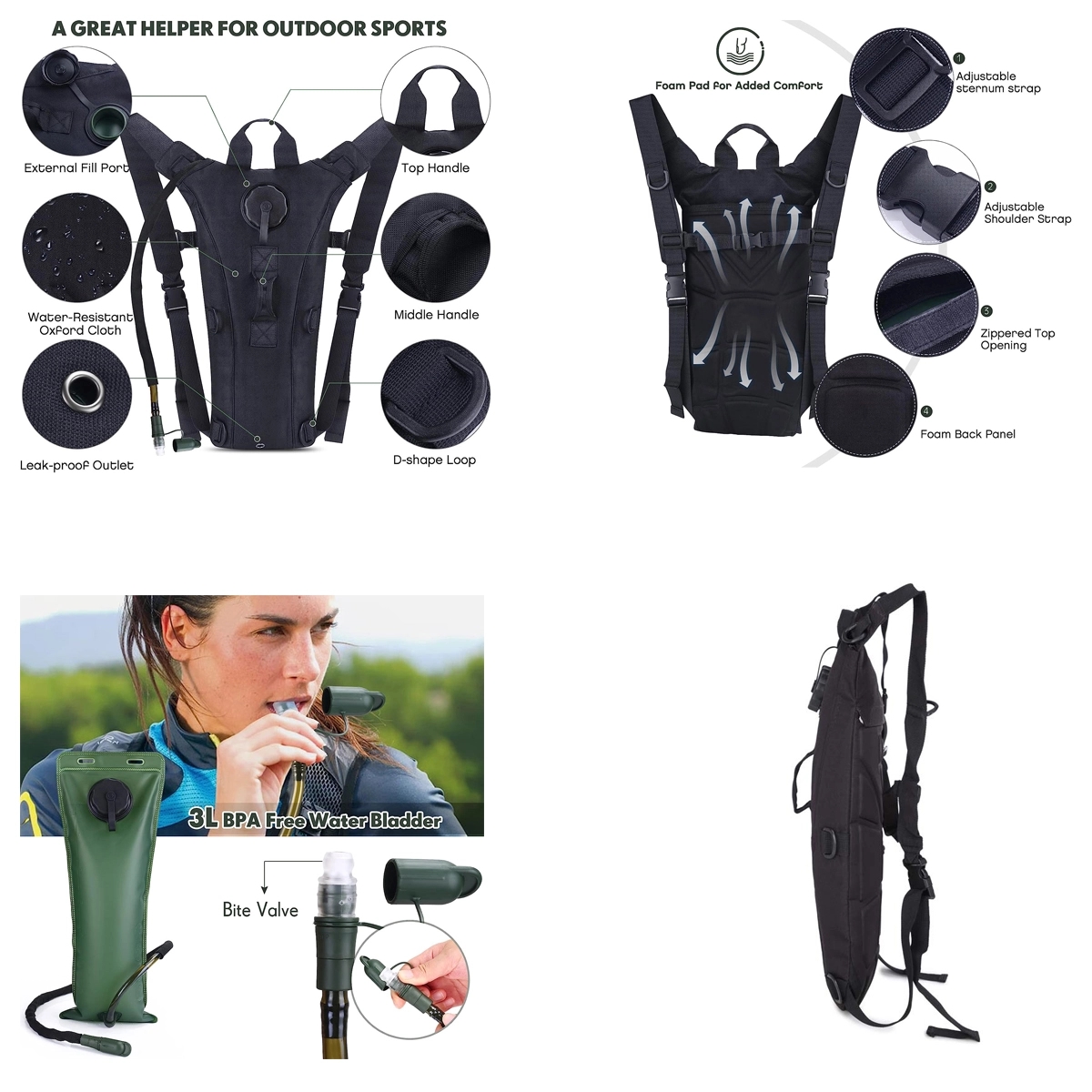 Hydration Pack Backpack with 3L Bladder 2