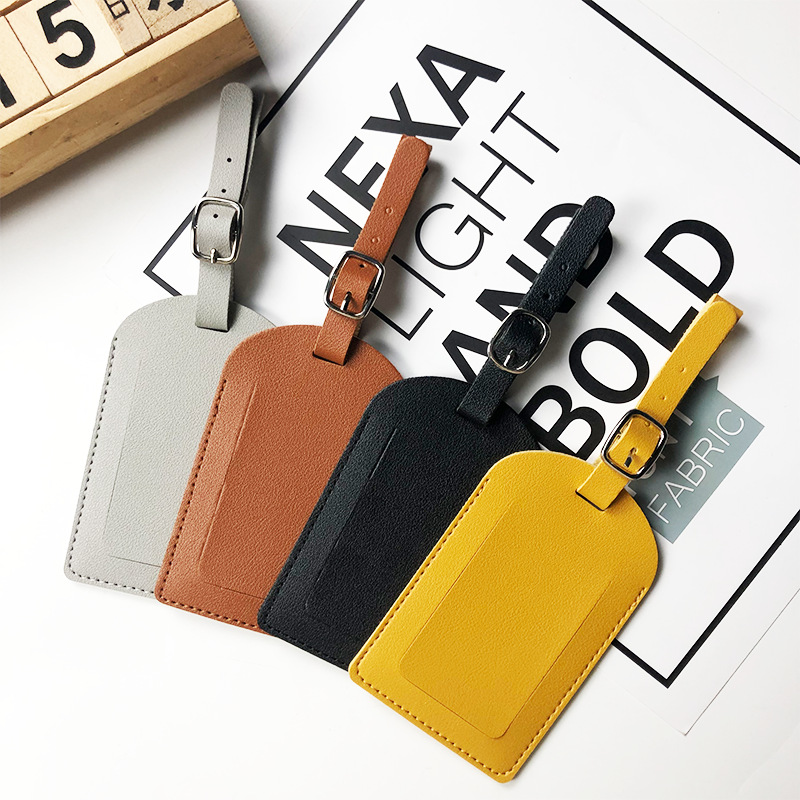 PU Leather Luggage Bag Tags w/Privacy Cover 15