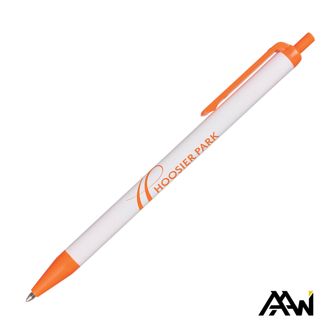 Value Slim Pen w/Glossy White Barrel - Matte Colored Accent 27