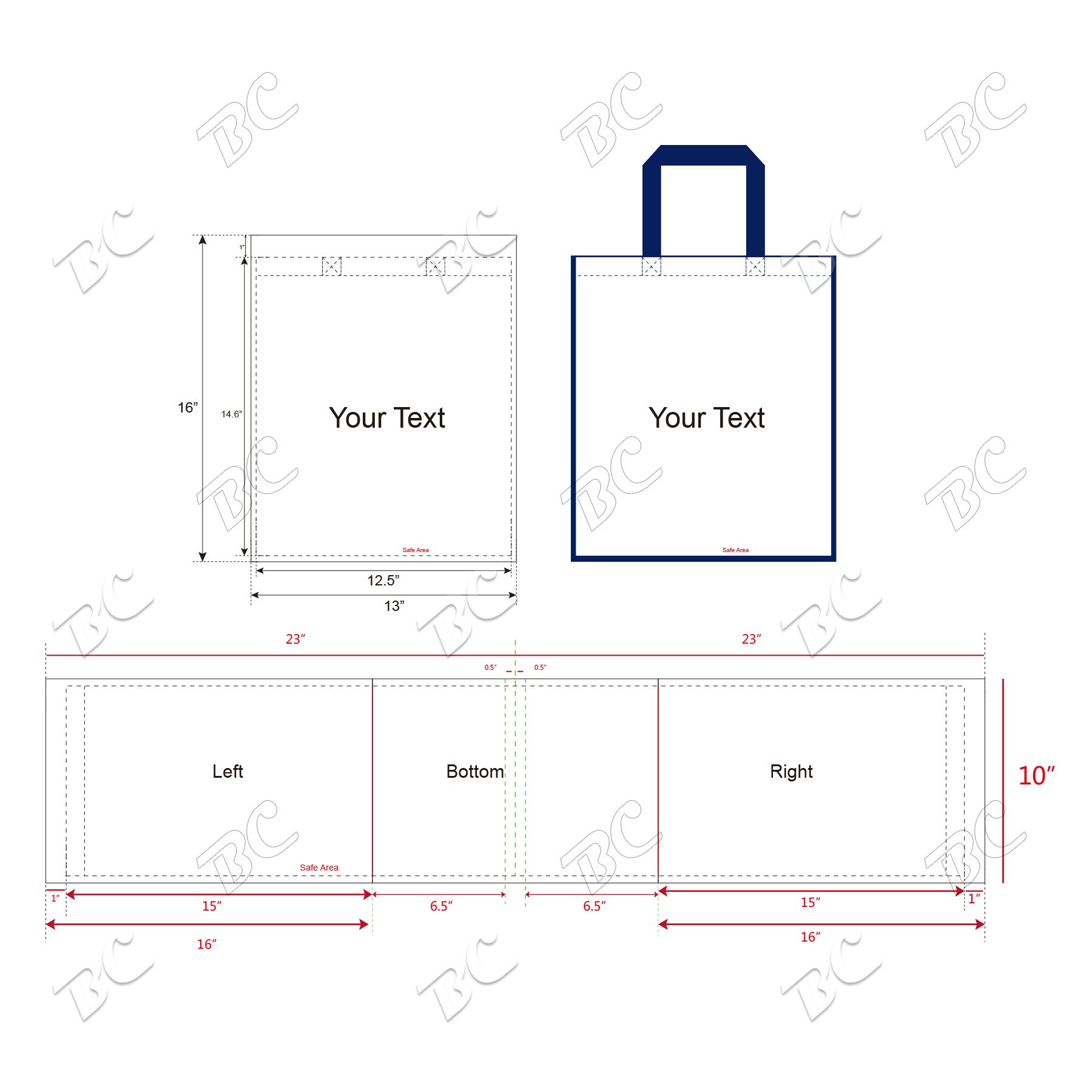 Free Shipping 80 gsm PET Non-Woven Color Trim Full-Color Sublimated Tote Bag 5
