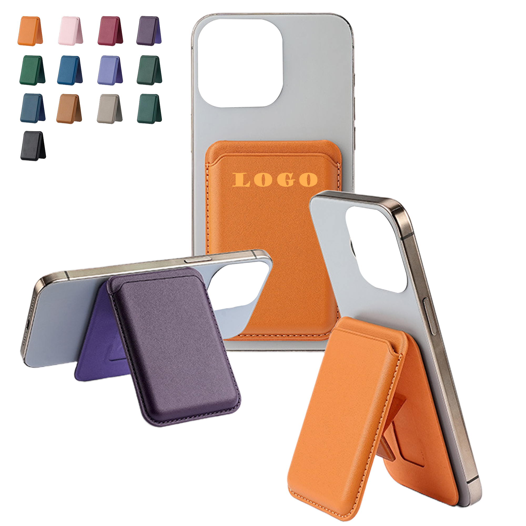 MOQ 100 Branded PU Leather Phone Card Holder 11