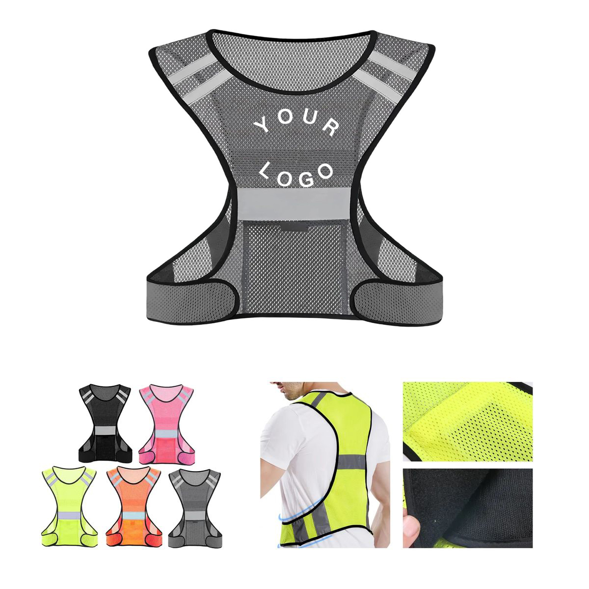 Adjustable Reflective Vest 22 Inch for Outdoor Work 6