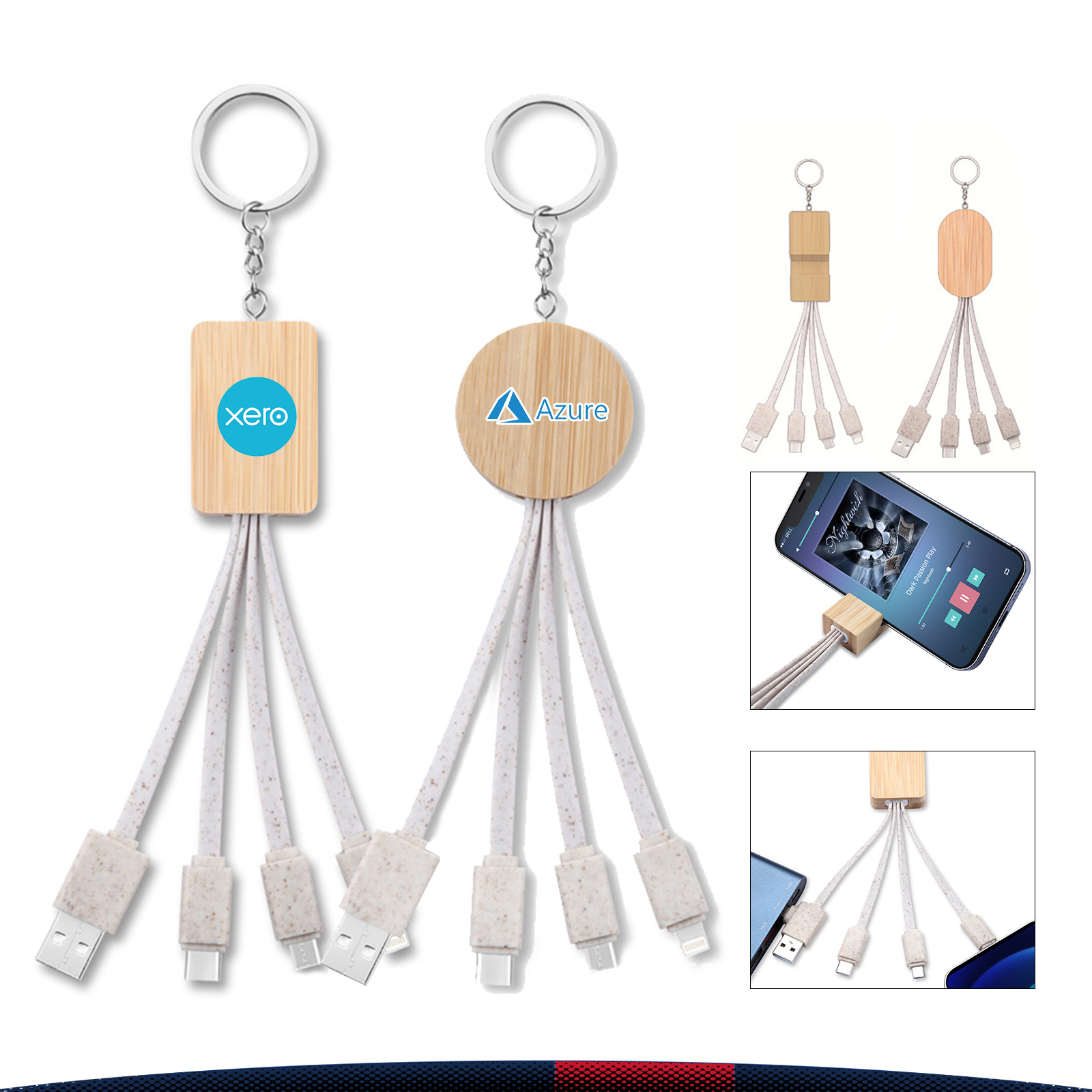 3in1 Wooden Stand Charging Cable 3
