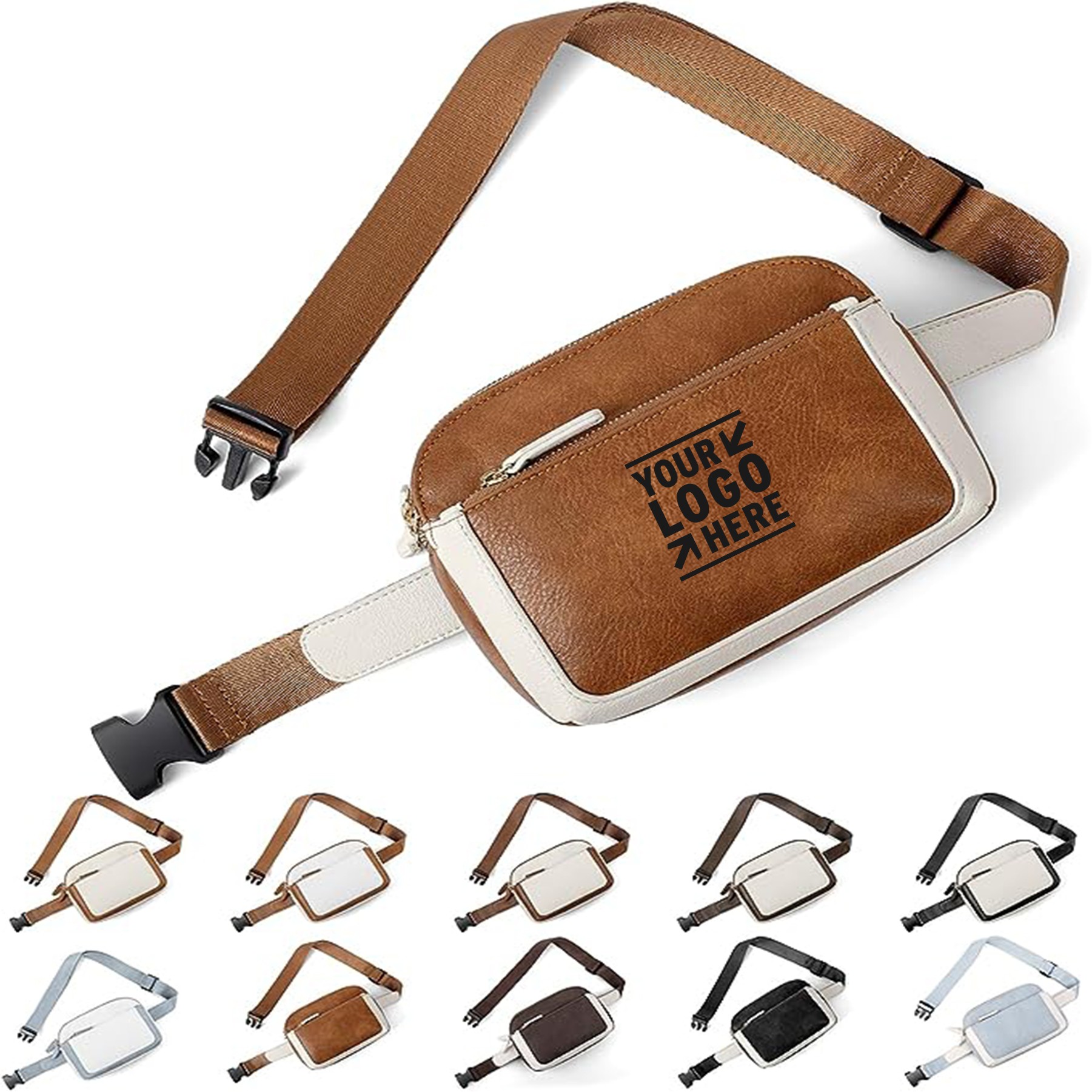Women 4 Compartment Adjustable Strap 36-55in Fanny Pack Waterproof Pu Leather Fashion Waist Belt Bag 3