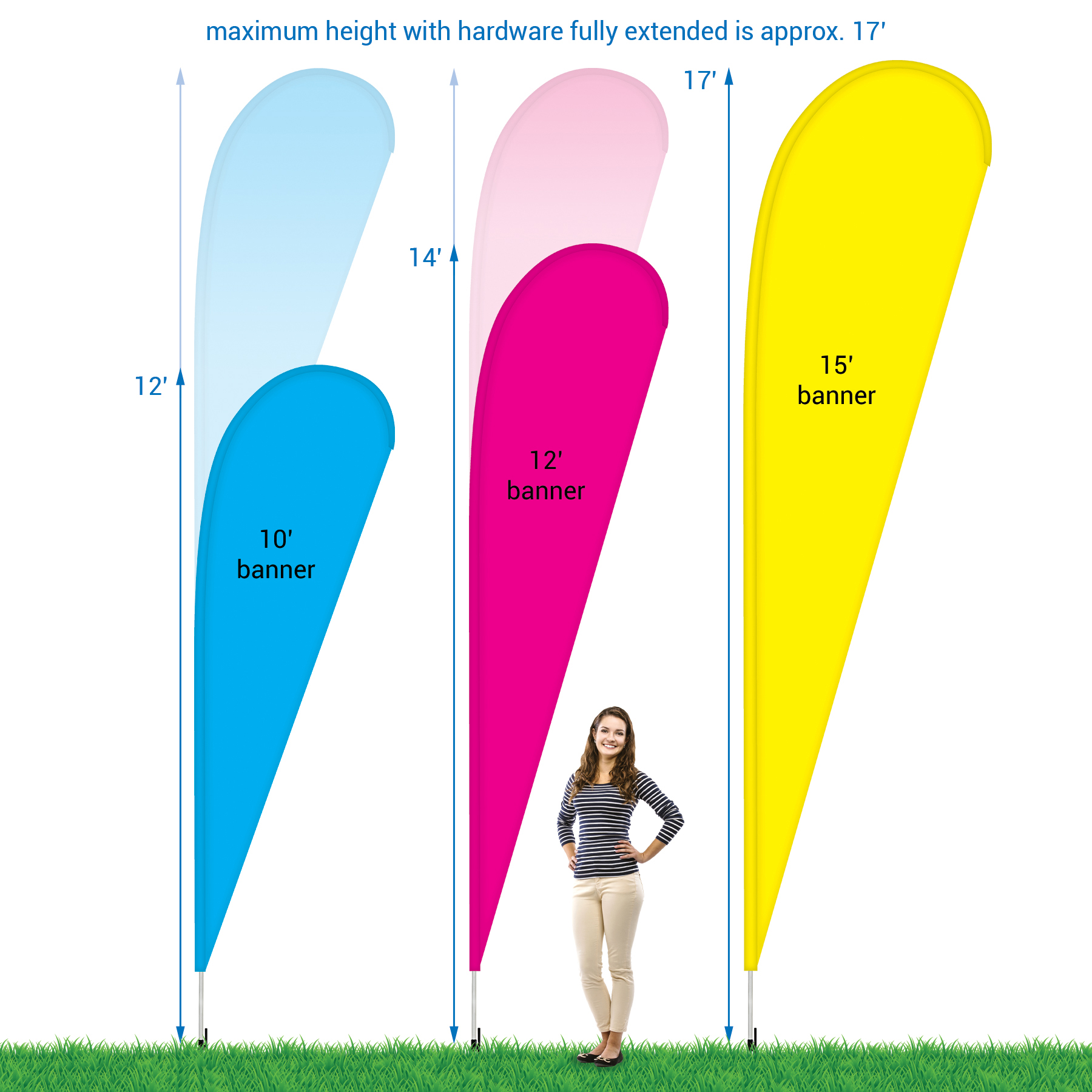 12' Double Sided Teardrop Banner w/ Premium Hardware & Spike 11