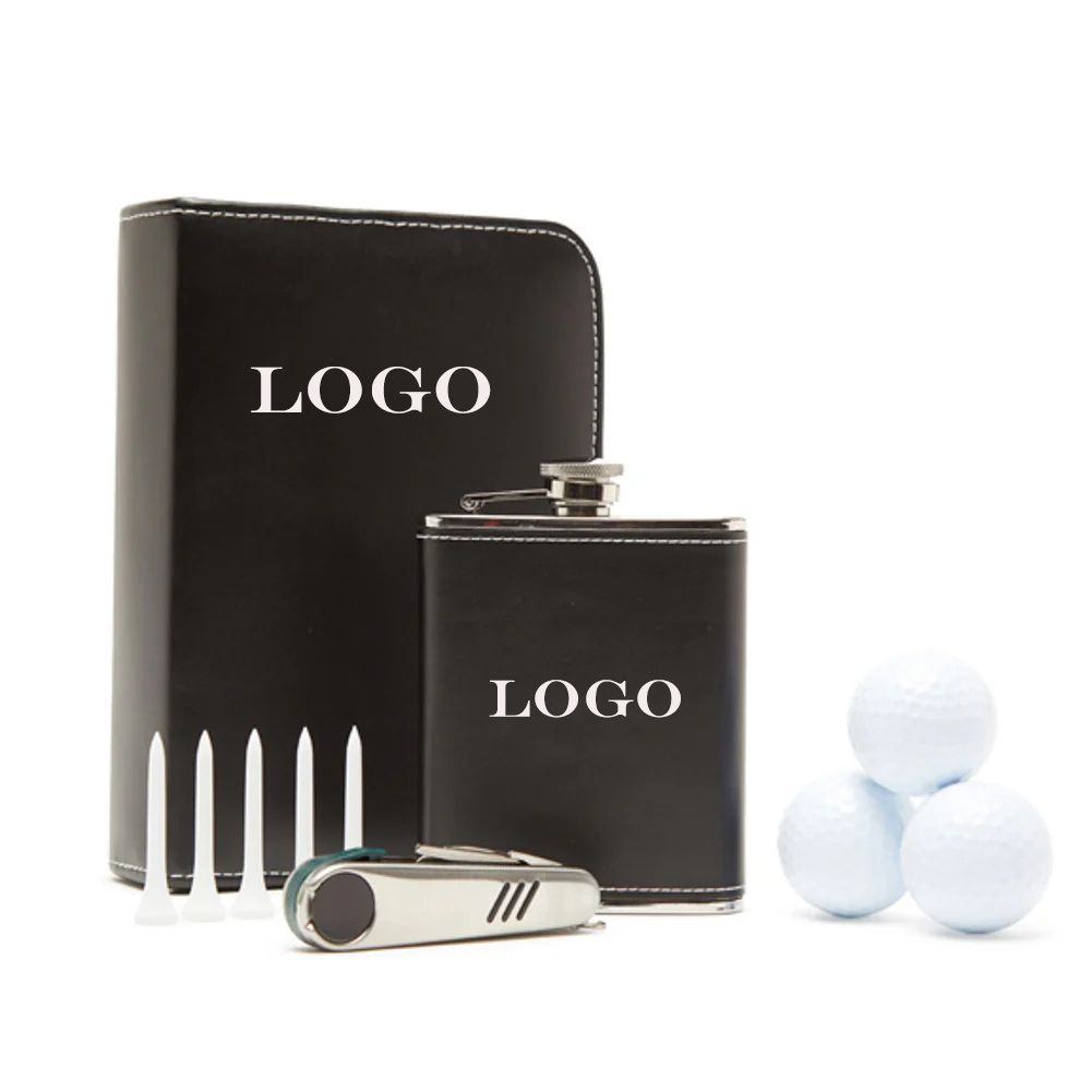 Leather Golf and Flask Carry Kit 12