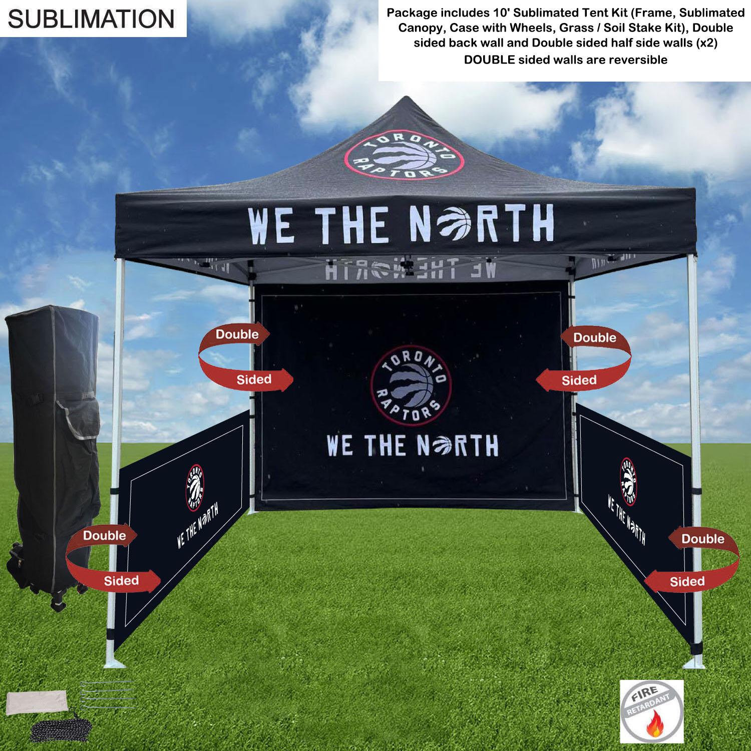 Full Tent Package , 10' Sublimated Tent kit, DOUBLE sided backwall and 2 DOUBLE sided half sidewalls 17