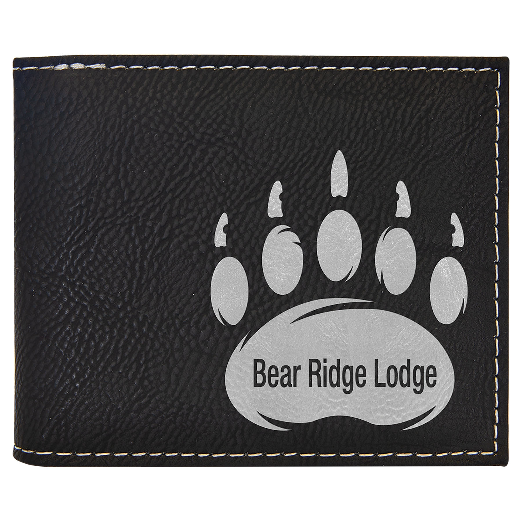 Black/Silver Leatherette Bi-Fold Wallet w/Flip ID Display 2