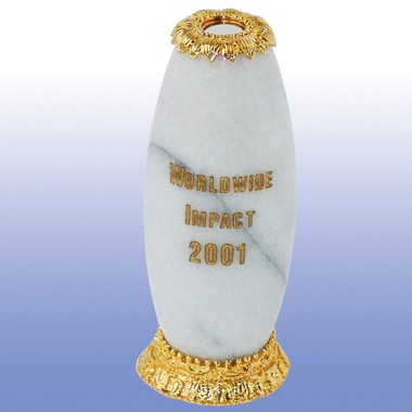 WHITE MARBLE KALEIDOSCOPE ACCENT W/ GOLD EYE PIECE 1
