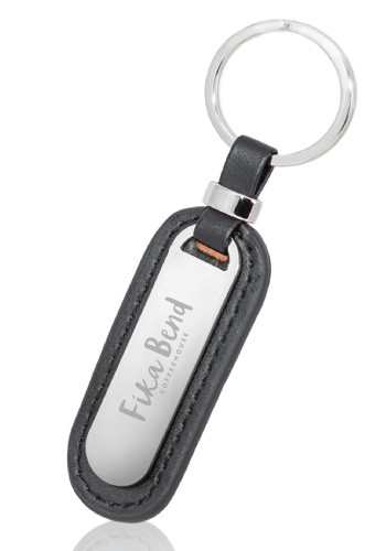 Executive Metal and Faux Leather Keychain 1