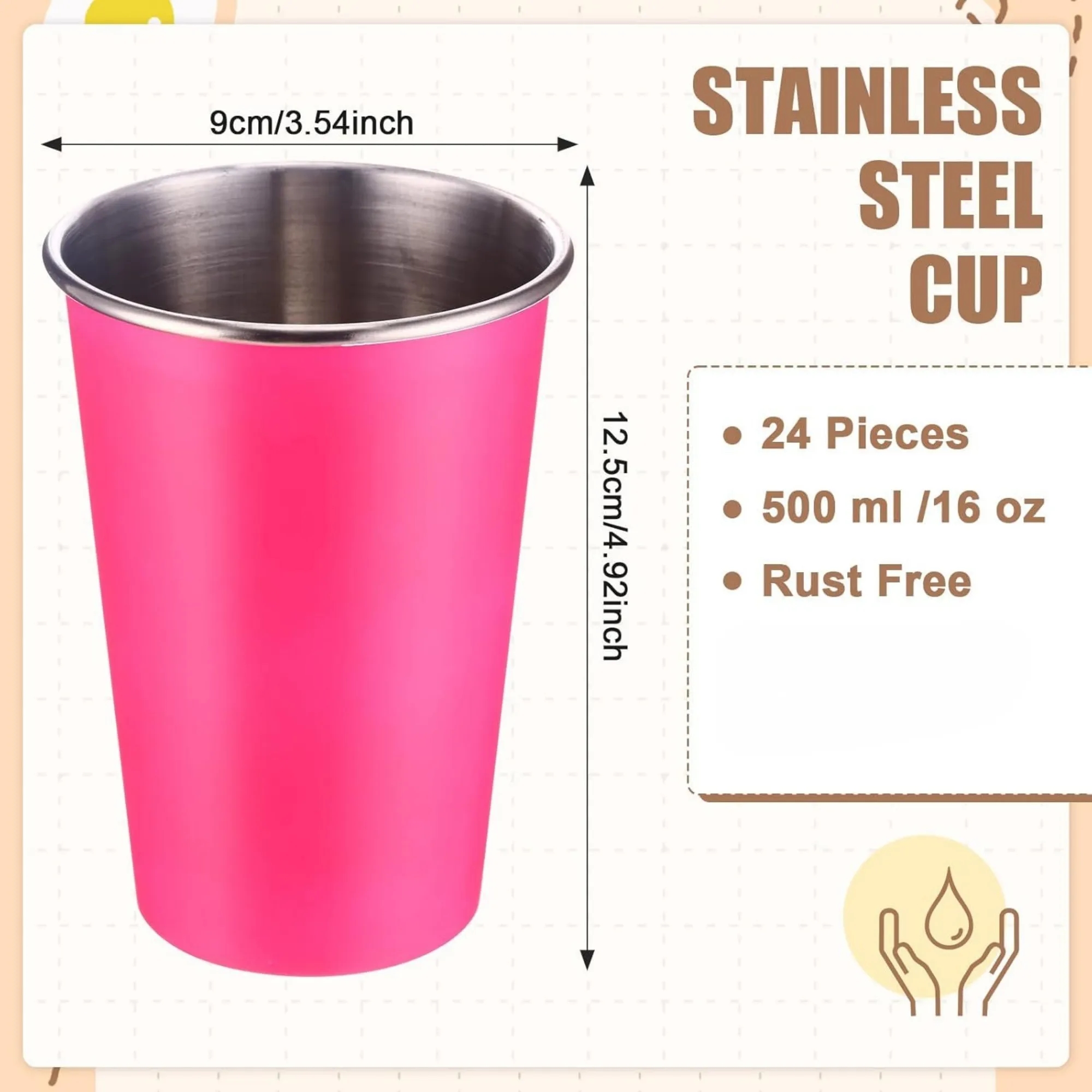 MOQ 16oz Unbreakable Stainless Steel Pint Cups 2