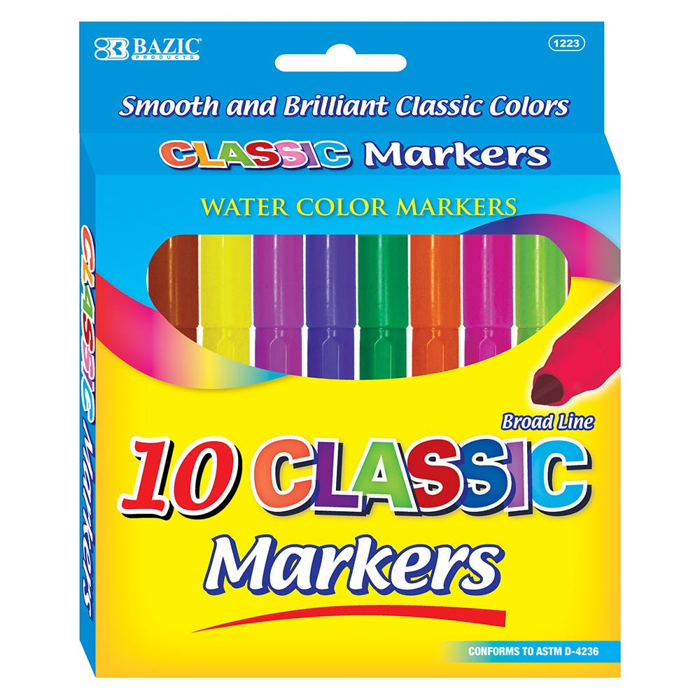 Washable Markers - Assorted Broad Tip 10 Pack 1