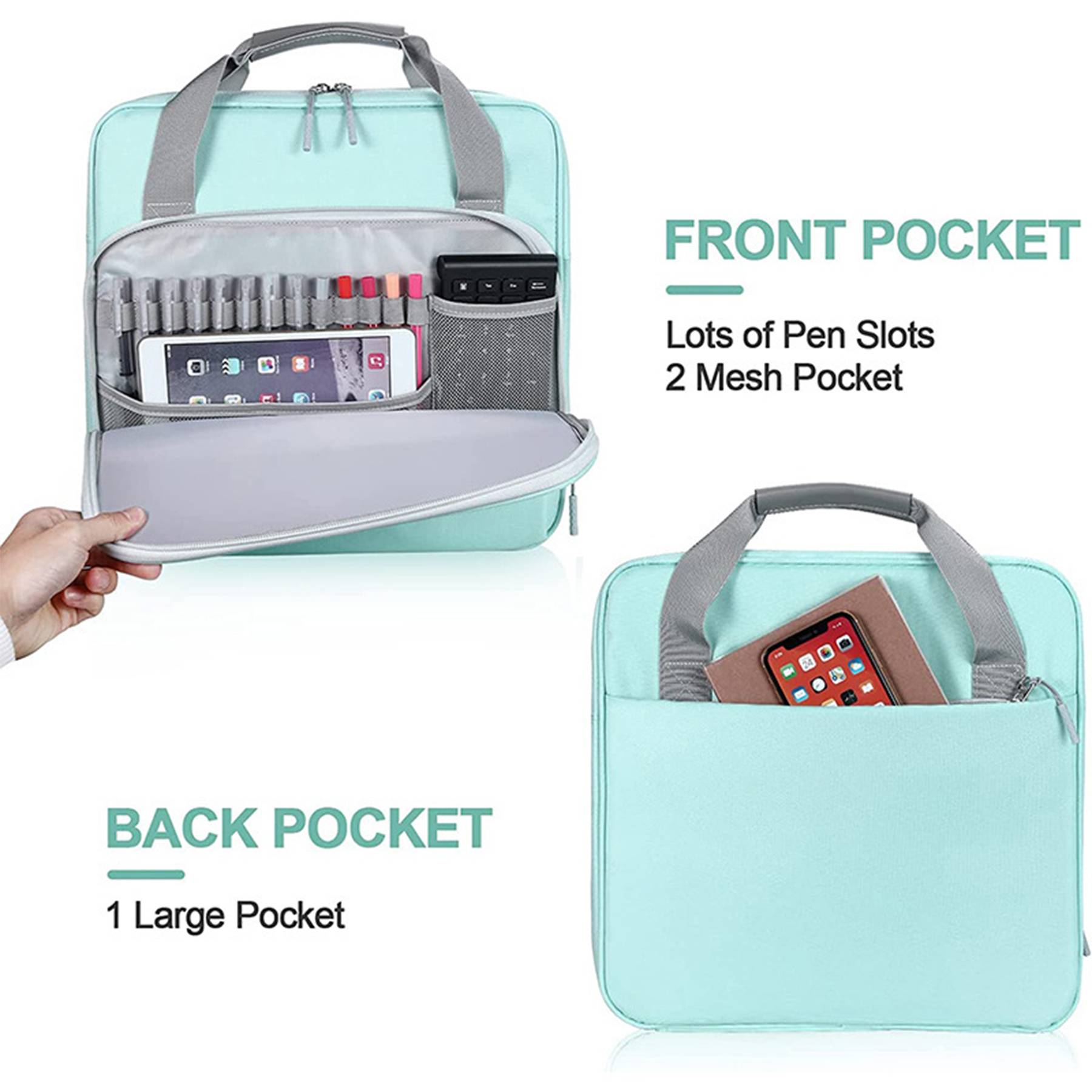 Zipper Binder Handbag Folder Storage Crossbody Bag 5