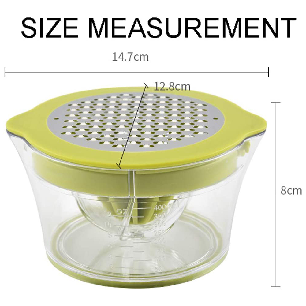 Manual Juicer / Fruit Squeezer with 17oz Built-in Strainer Measuring Cup and Grater 15