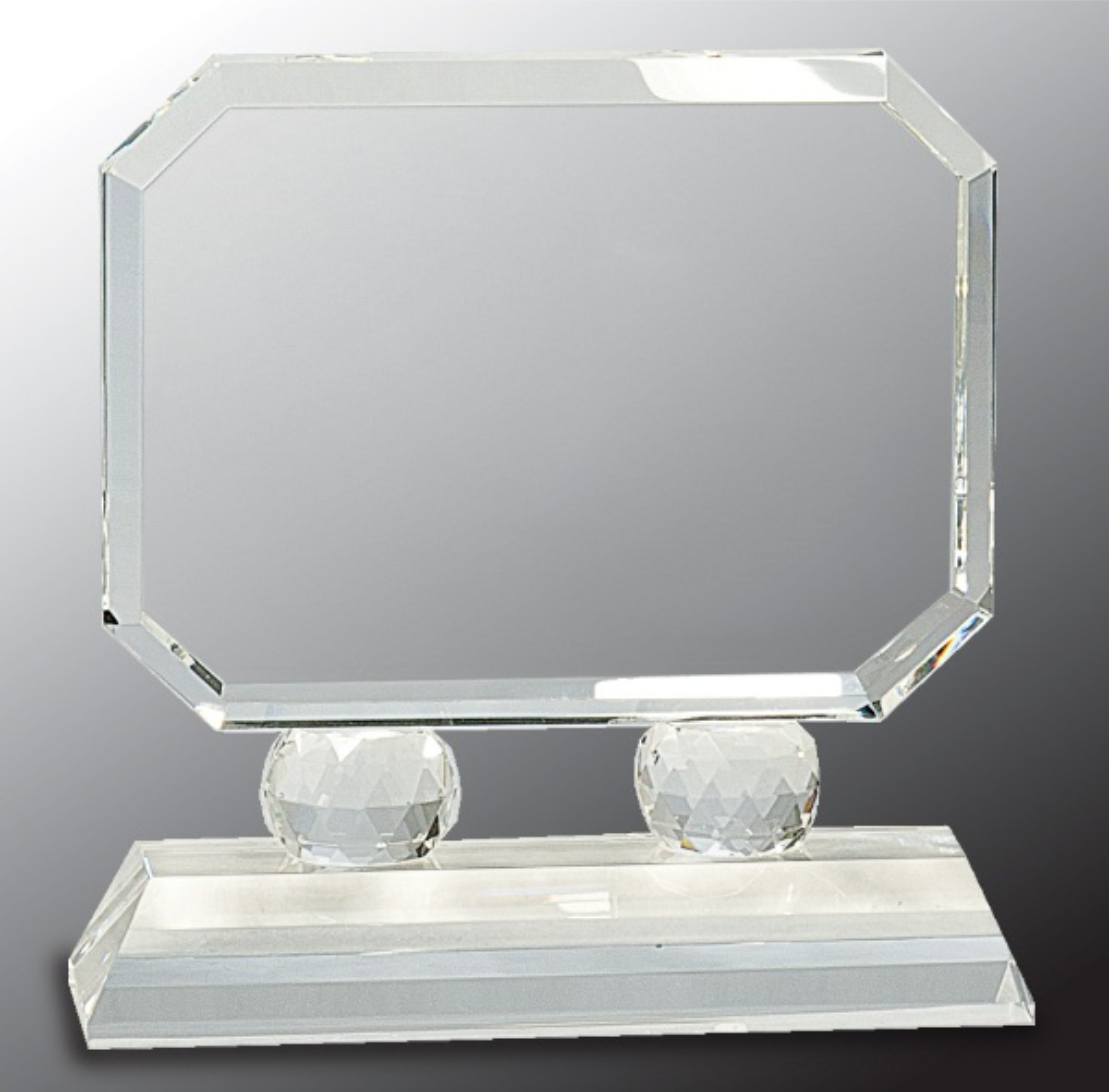 6" Rectangle Crystal Award on Clear Pedestal Base 3