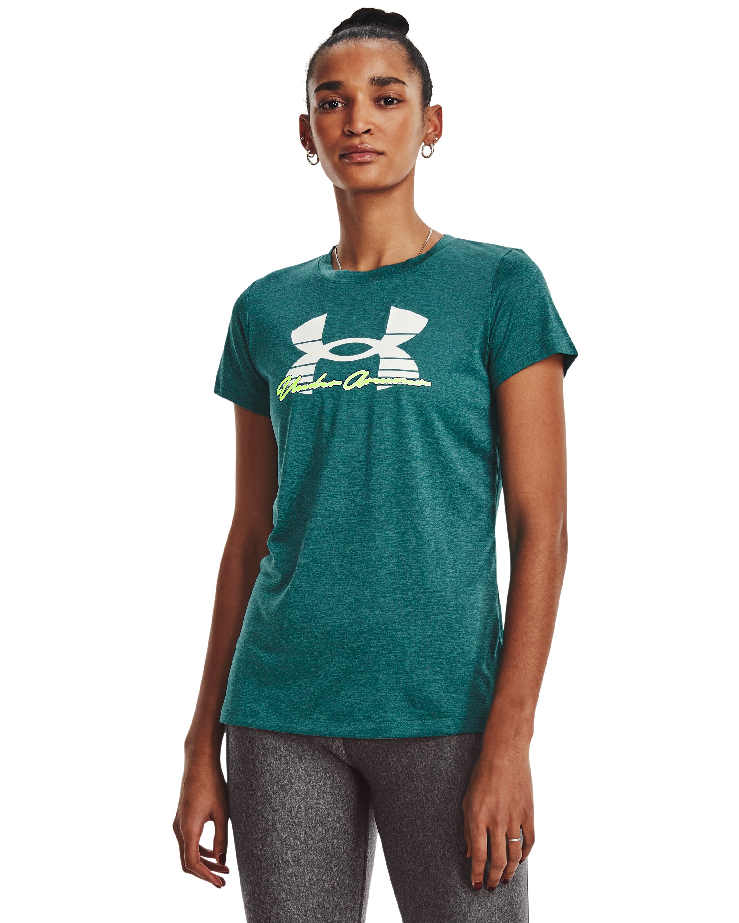 Women's UA Tech Twist Script Short Sleeve  6