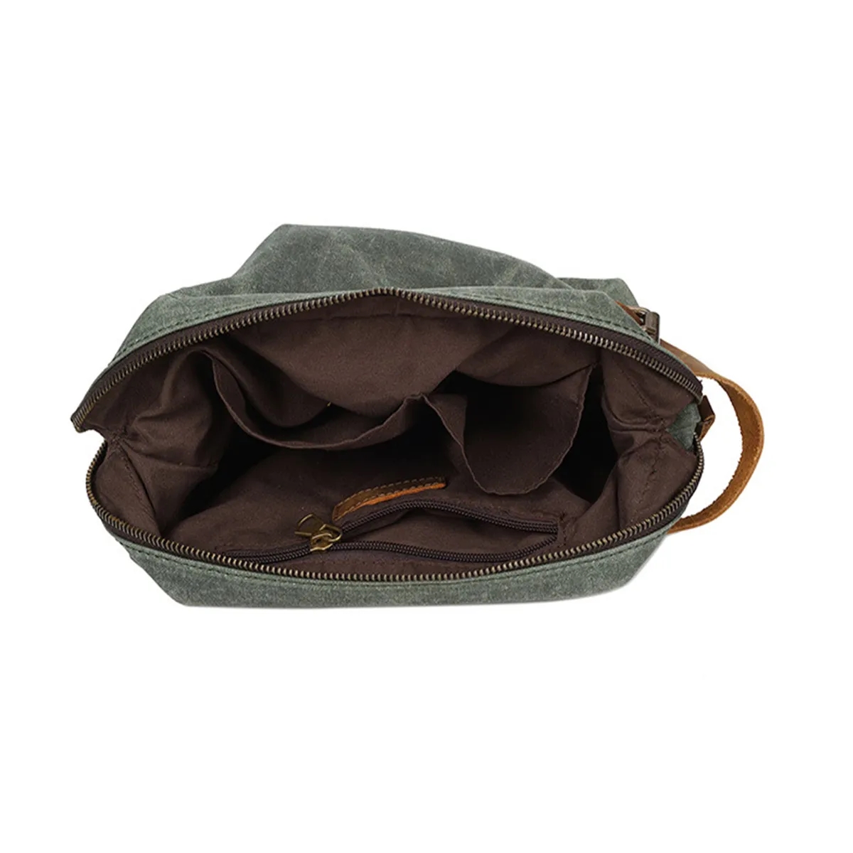 Waxed Canvas Travel Toiletry Kit Bag With Hand 7