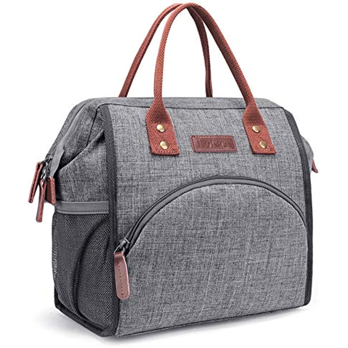 Flower Thermal Insulated Lunch Bag Wide-Open Lunch Tote Bag Large Drinks Holder Durable Nylon 3