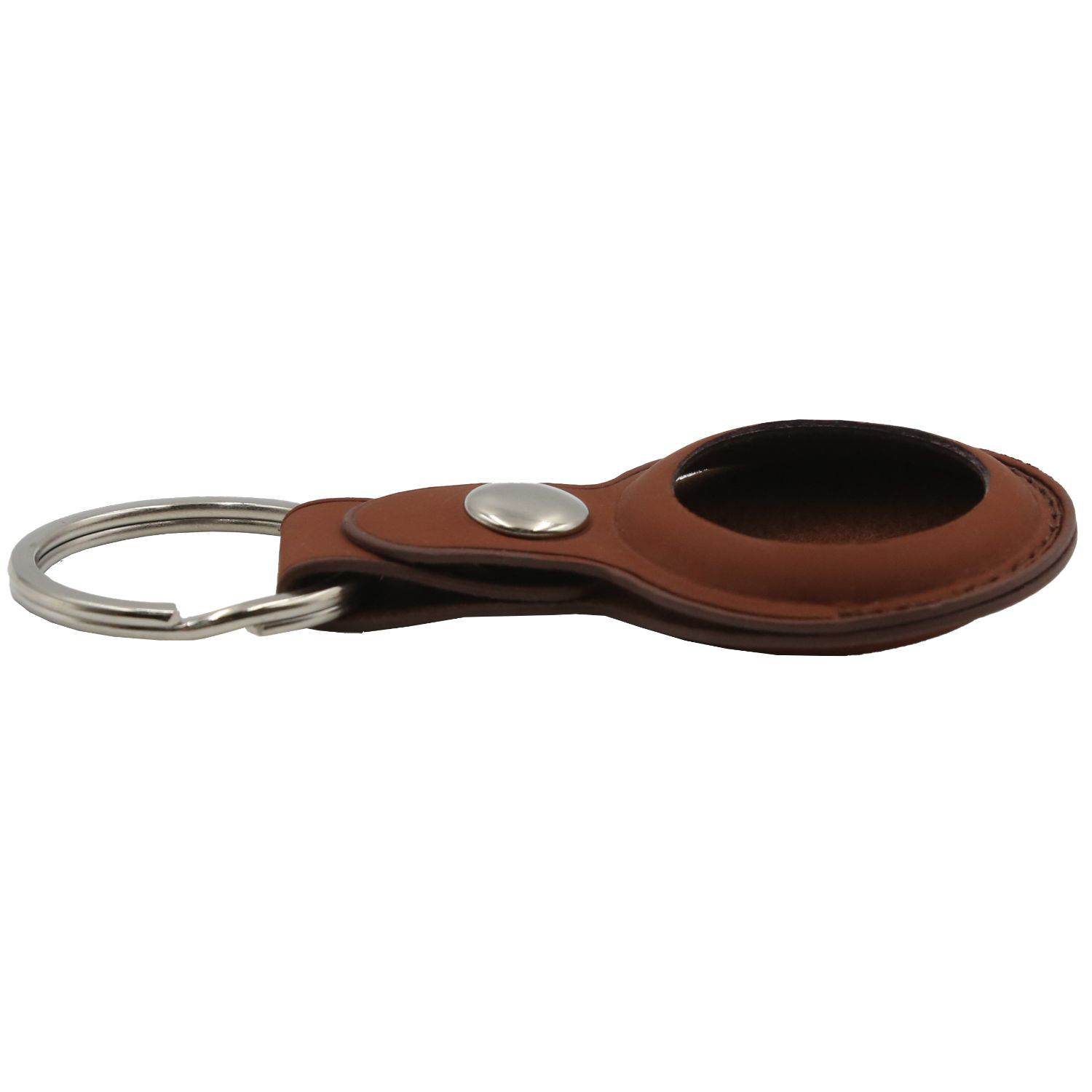 Leather AirTag Holder w/ Snap Botton & Keyring Custom Logo 2