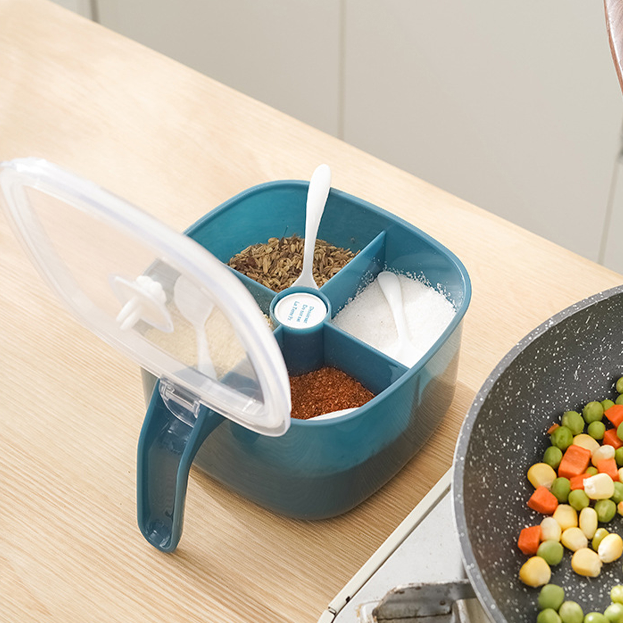 Plastic Kitchen Seasoning Storage Box With Lid 6