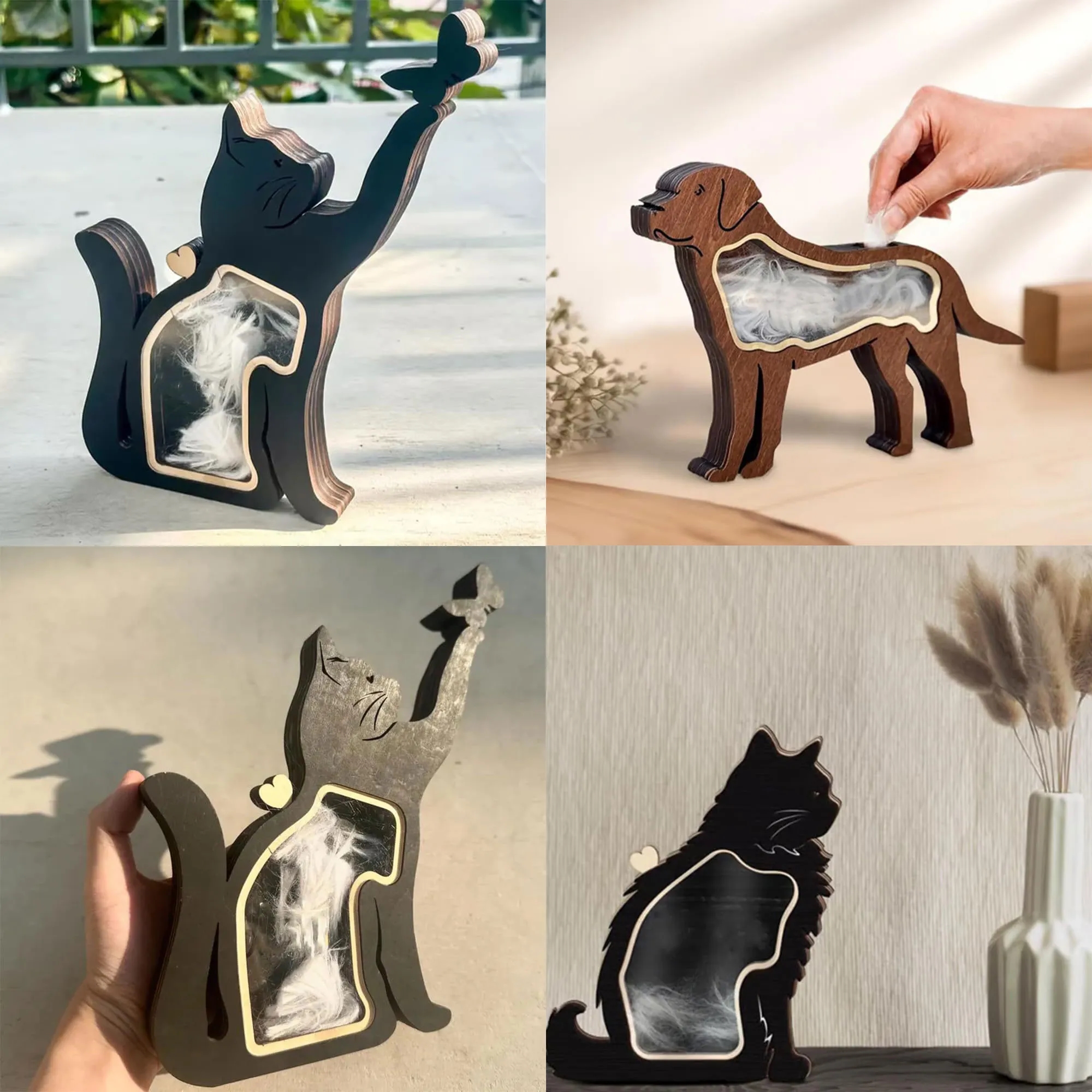 Handcrafted Wooden Pet Hair Memory Box With Display Window 3