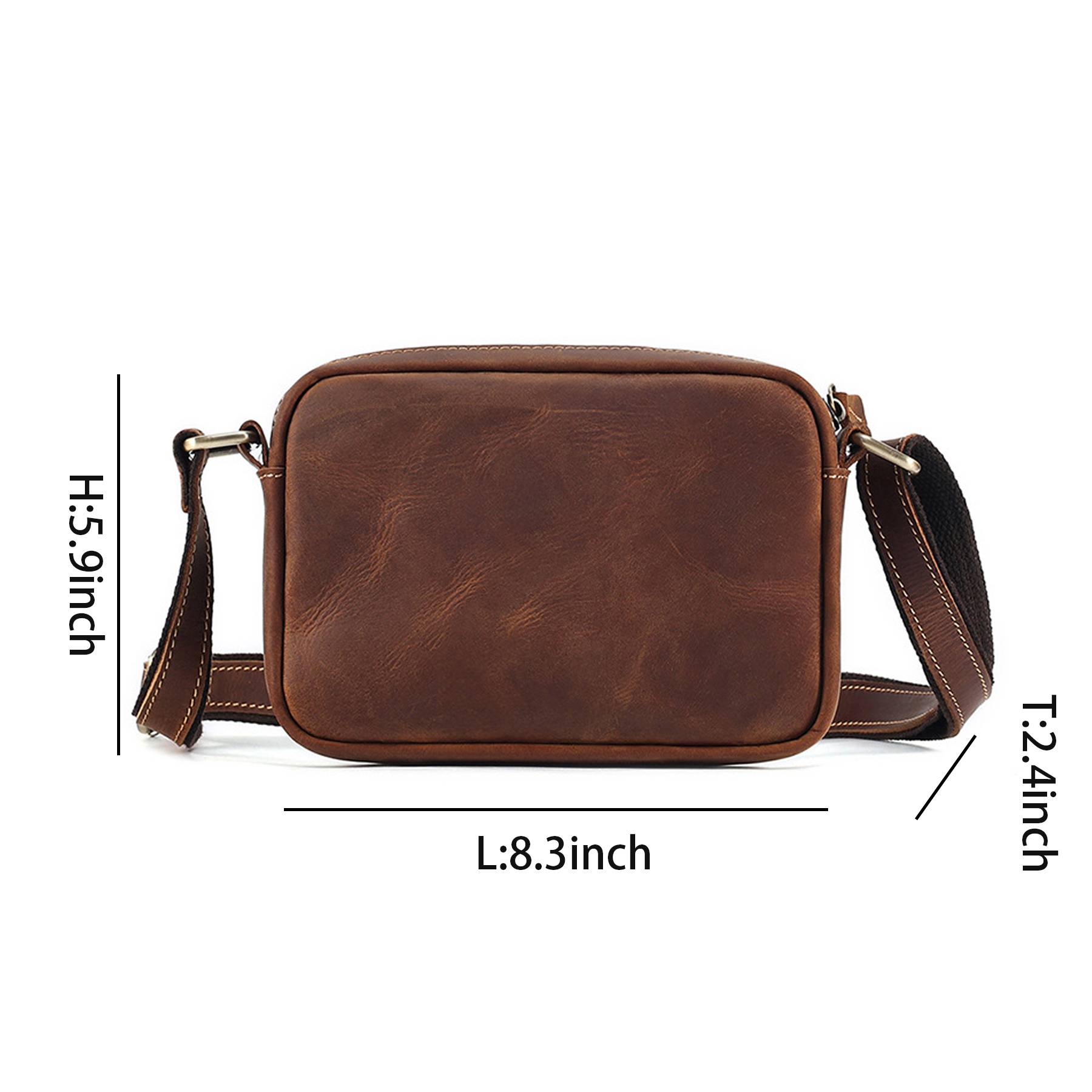 Genuine leather vintage cross-body messenger bag 4