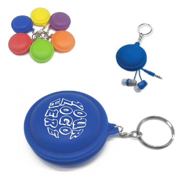 Silicone Round Earbuds Holder w/ Keyring 2