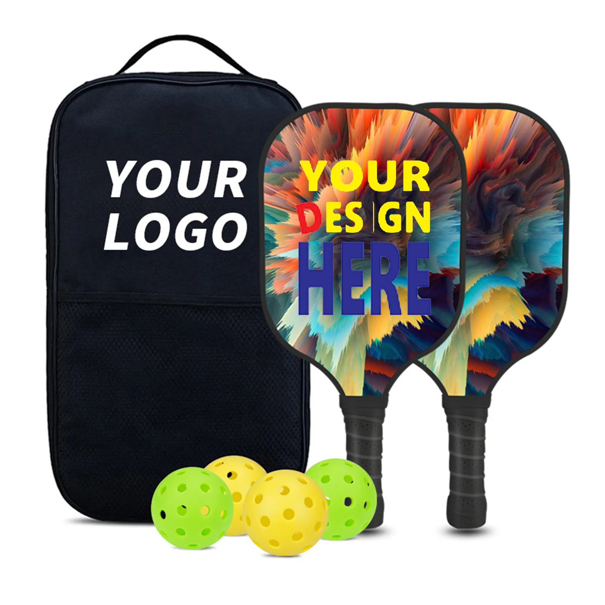 Double-Sided Full Color Fiberglass Sports Pickleball Set 2