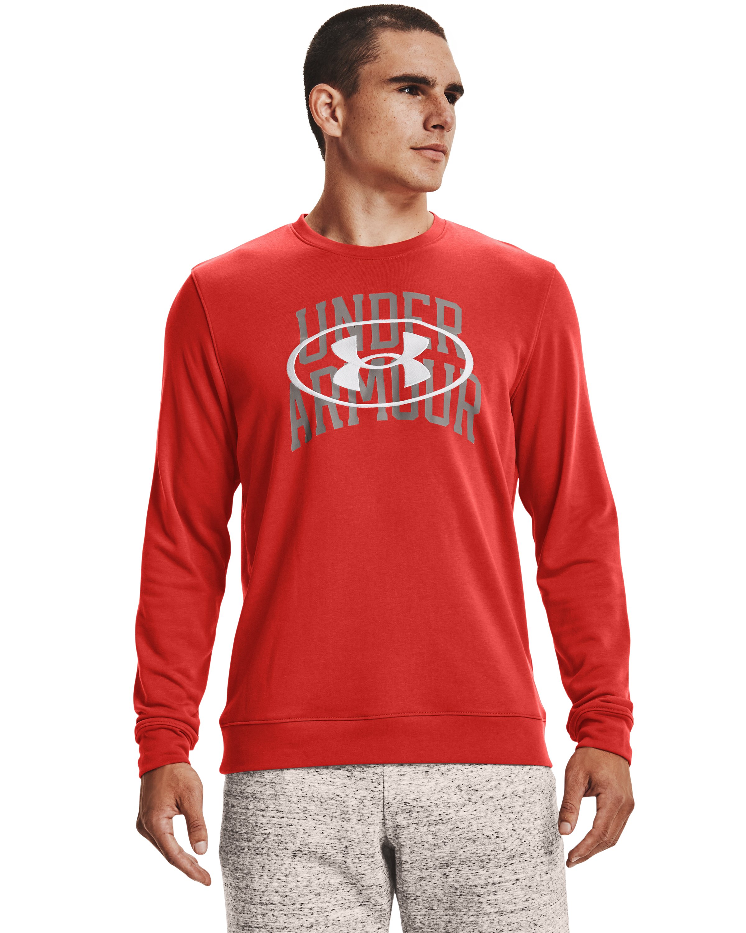 Men's UA Rival Terry Lockertag Overlap Crew, custom hoodie or sweatshirt with logo imprint 4