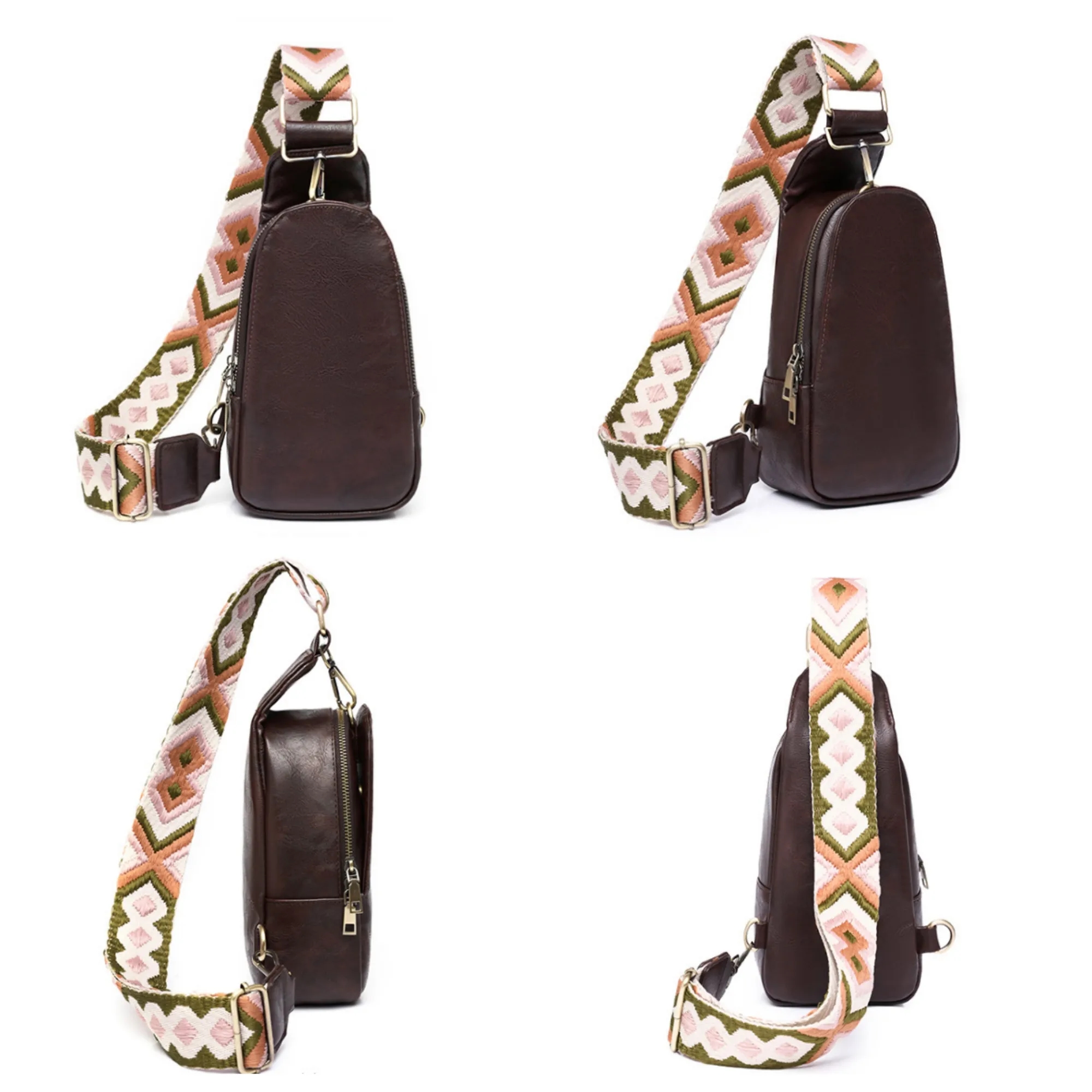 Vintage Leather Crossbody Bag For Women Chest Bag 3