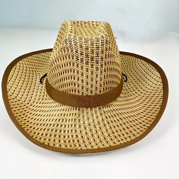 Outdoor travel straw hat sunscreen cowboy cap, custom hat with logo imprint 5