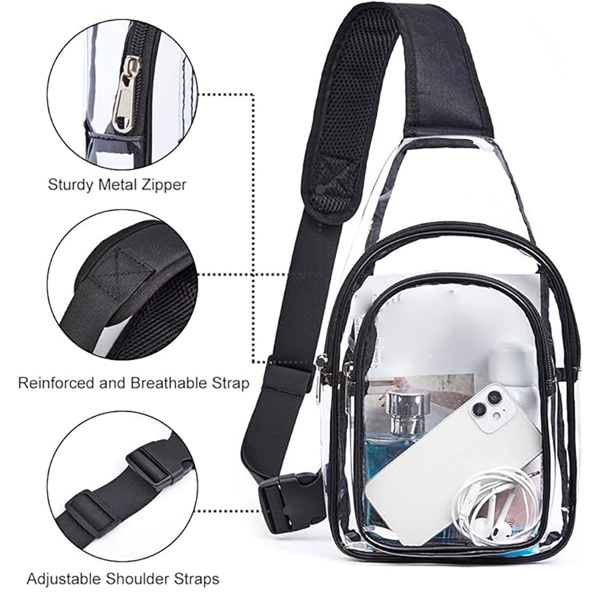 Clear PVC Bags Stadium Approved Shoulder Crossbody Backpacks 5