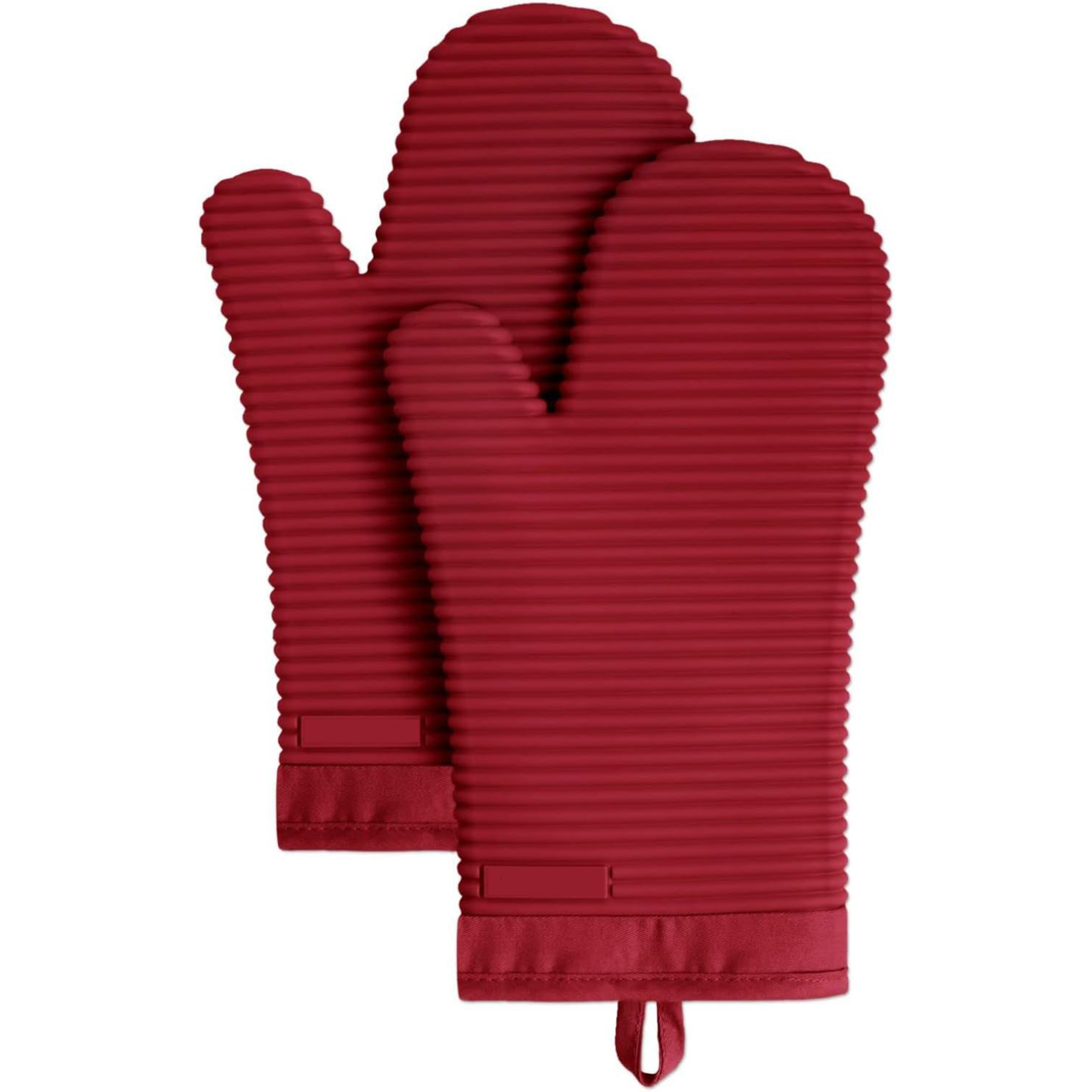 2 Pack Set Ribbed Soft Silicone Oven Mitts 14