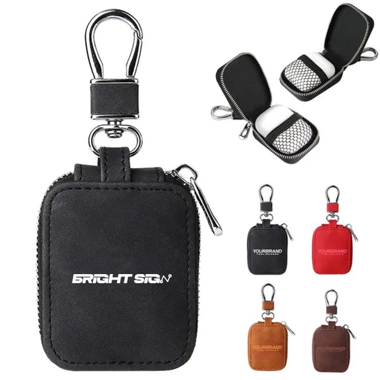 PU Leather Earphone Case with Keychain 2